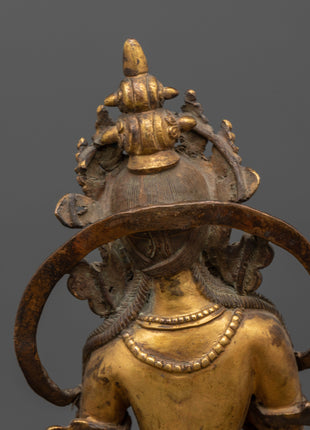Antique Gold Marichi Statue | Gold-Plated Copper Deity