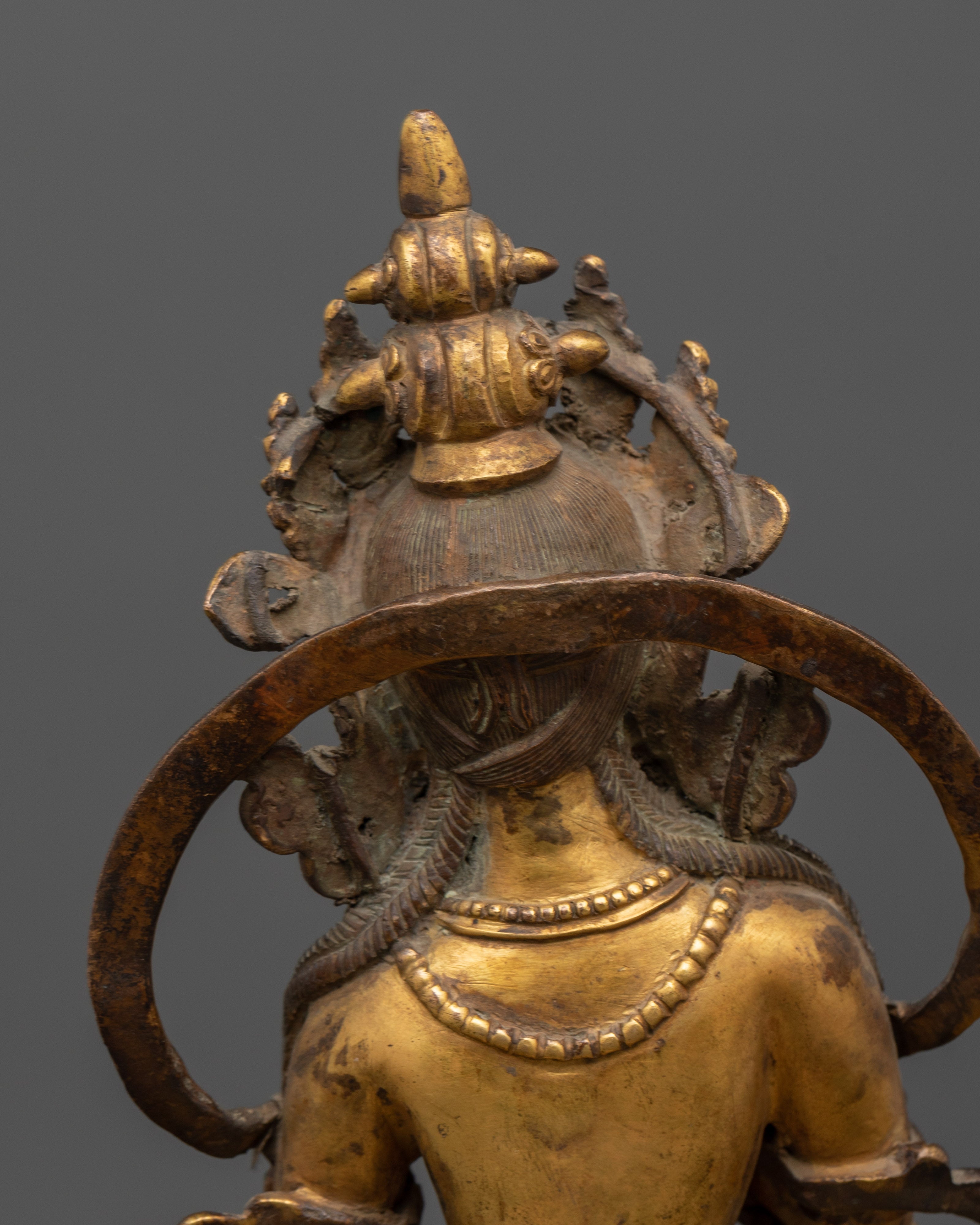 Antique Gold Marichi Statue | Gold-Plated Copper Deity