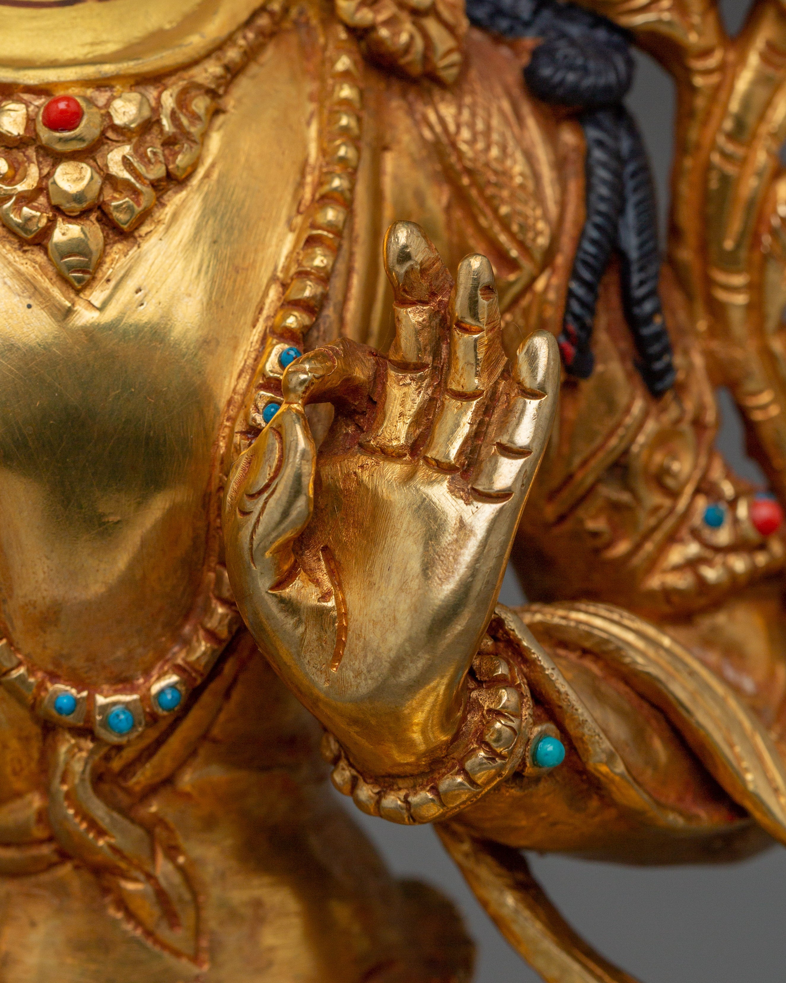 Handcrafted Manjushri Buddhist Copper Artwork | Sacred Deity for Meditation Growth
