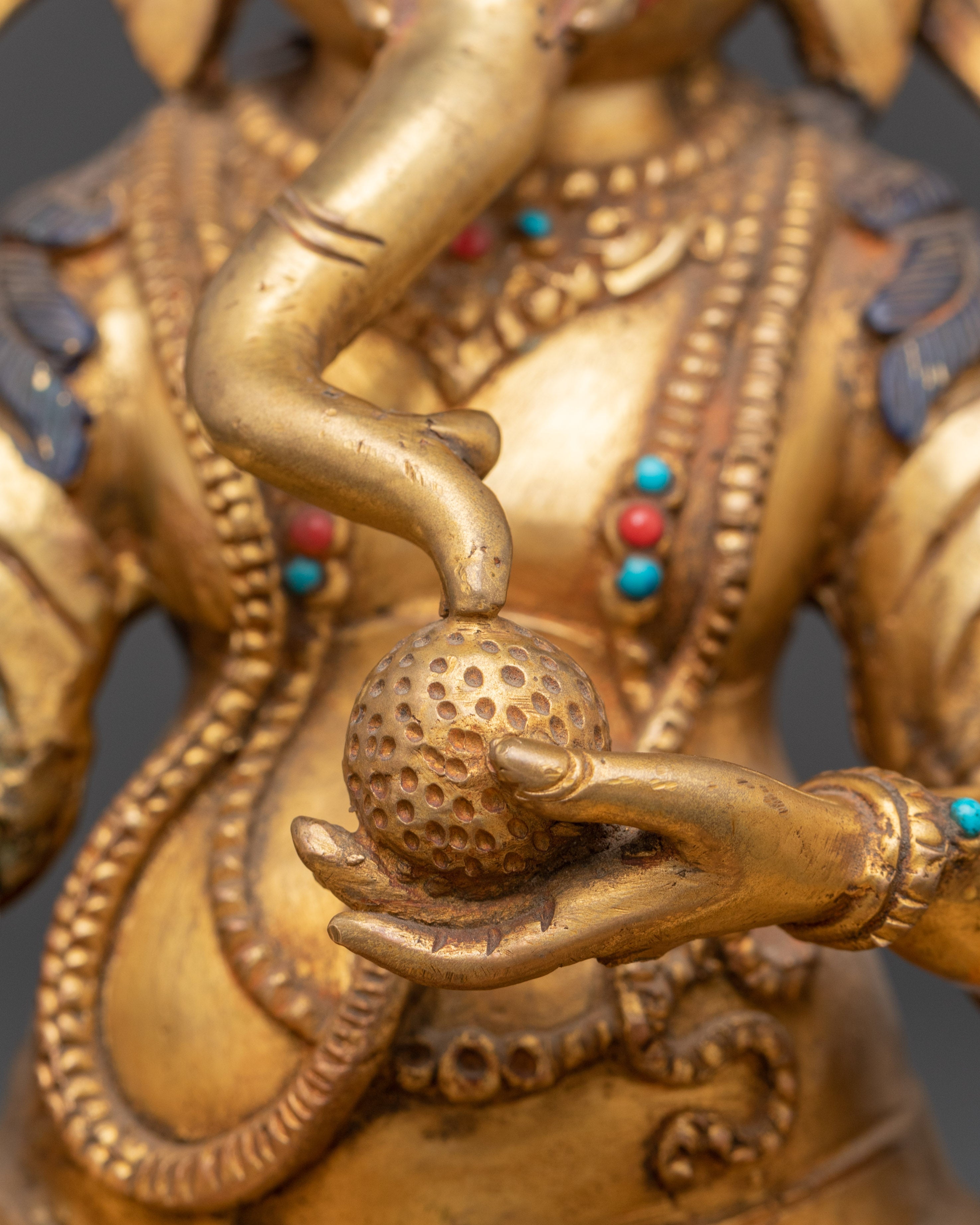 Handmade Vinayaka Ganesha Sculpture | Copper and Gold Plated Hindu Statue