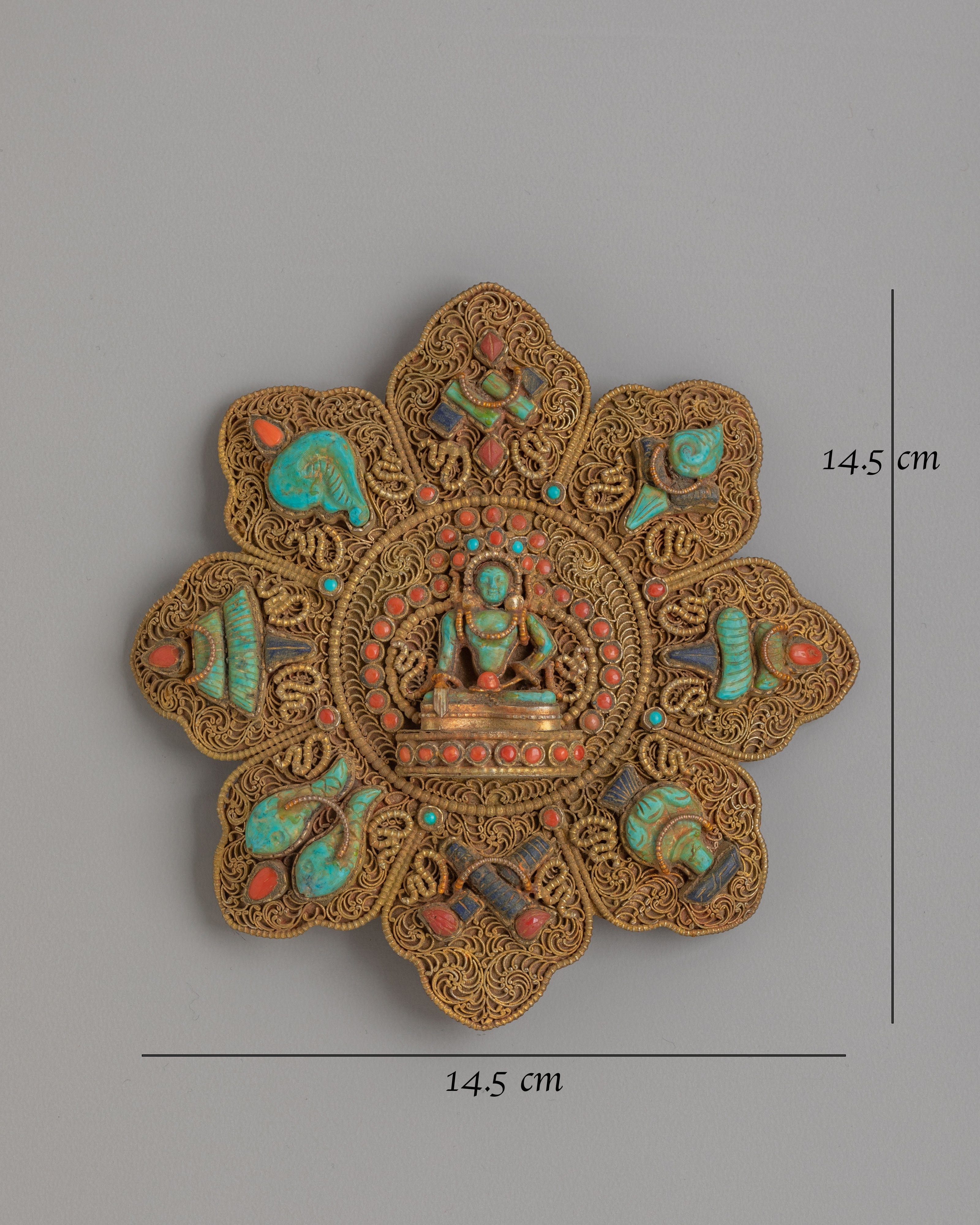 Shakyamuni Buddha Ghau Box Locket | Eight Auspicious Symbols