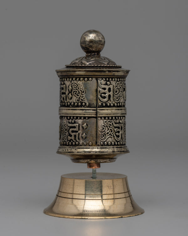 Intricate Tibetan Prayer Wheel for Meditation & Blessings