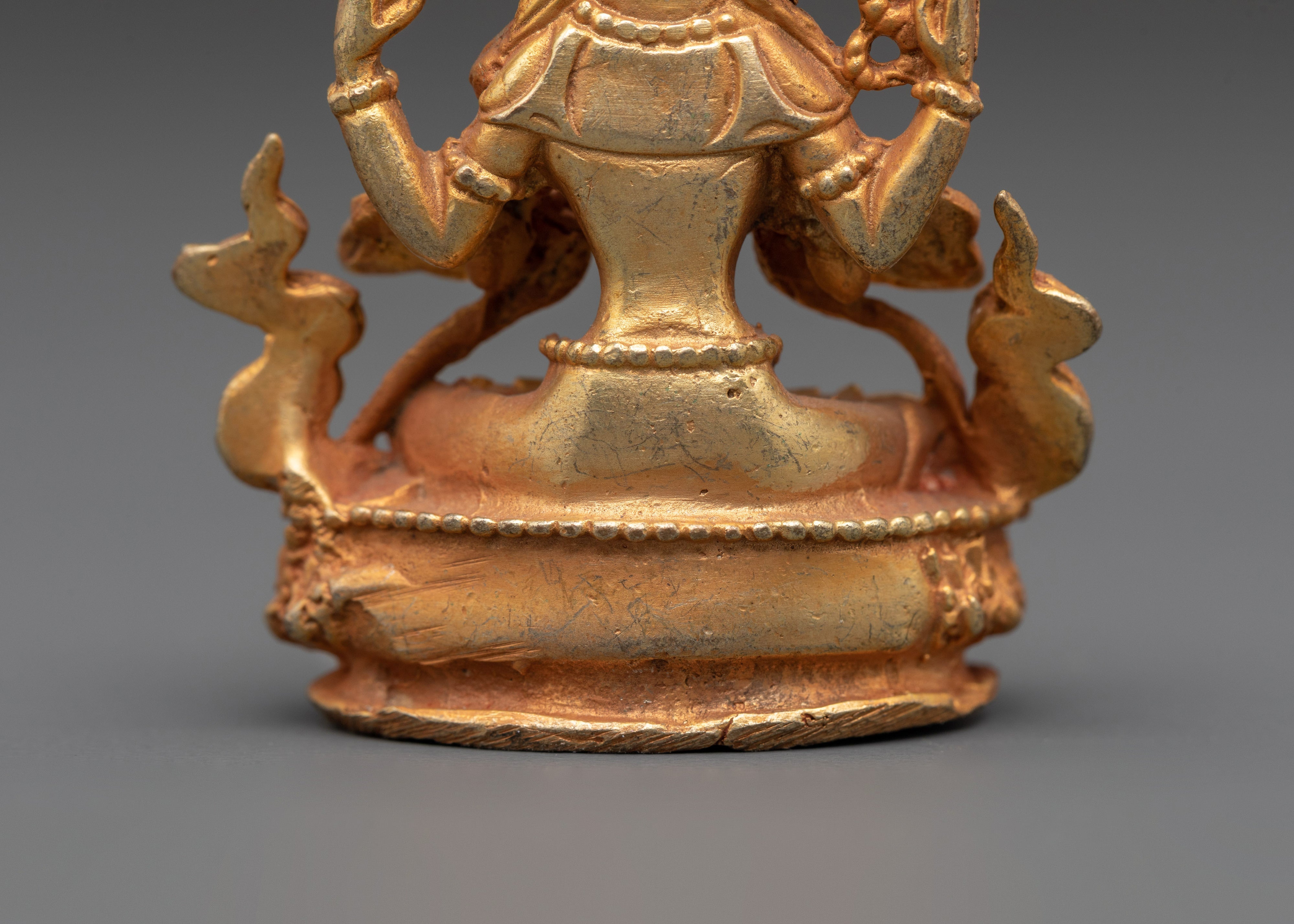 Handmade Gold Plated Chenrezig Statue | Tibetan Compassion Figurine