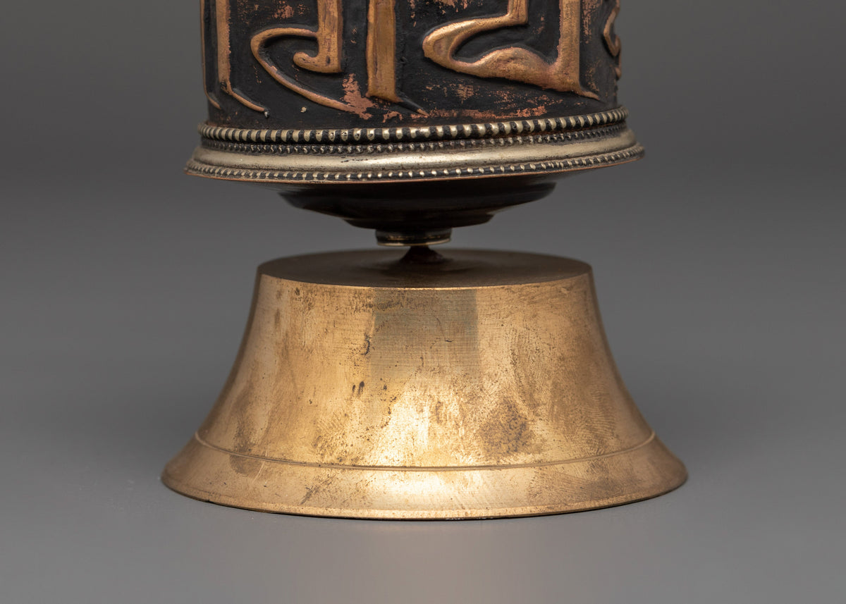 Handcrafted Brass & Copper Prayer Wheel | Symbol of Compassion