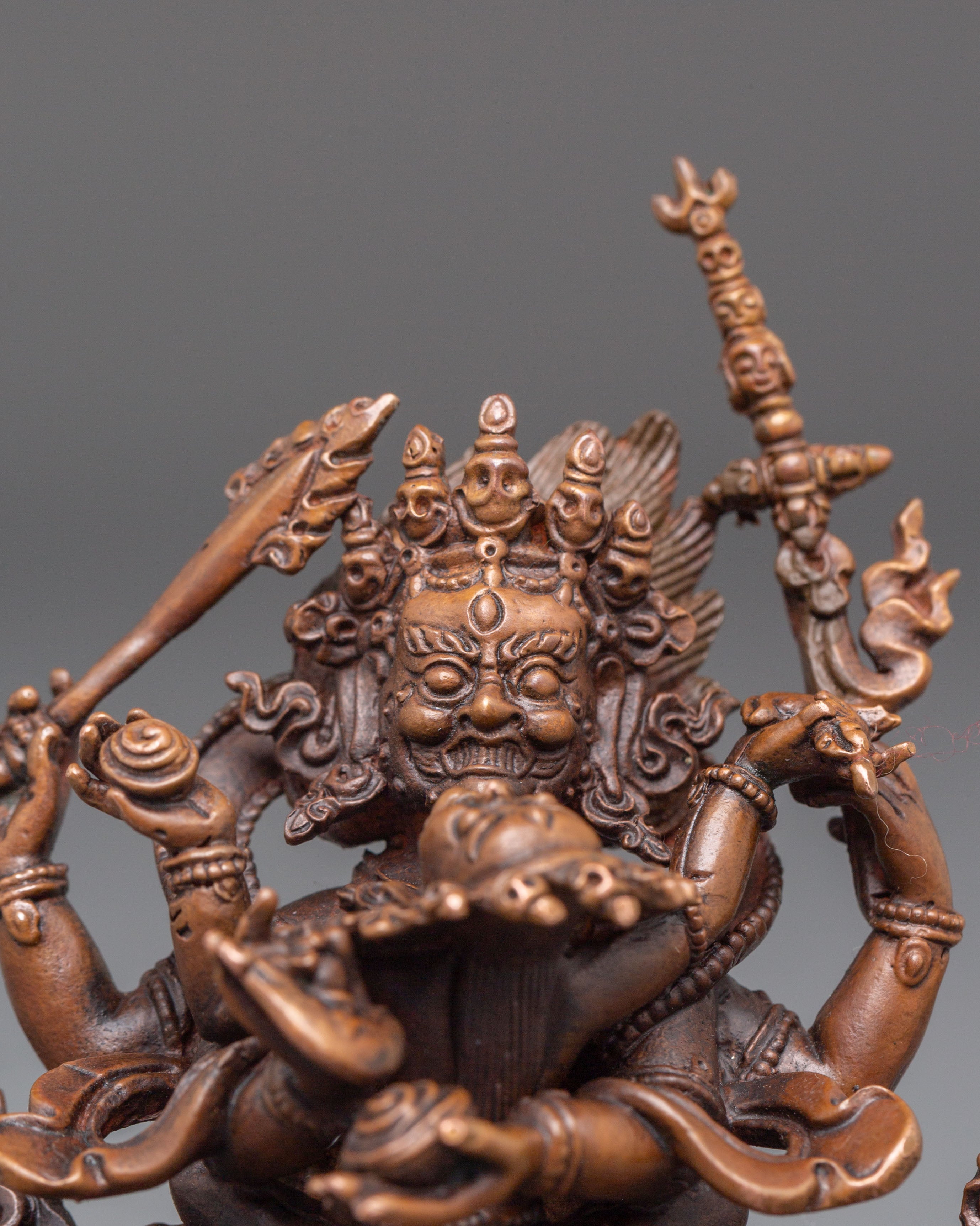 Buddhist Guardian 4 Armed Mahakala | Tibetan Wrathful God Figurine