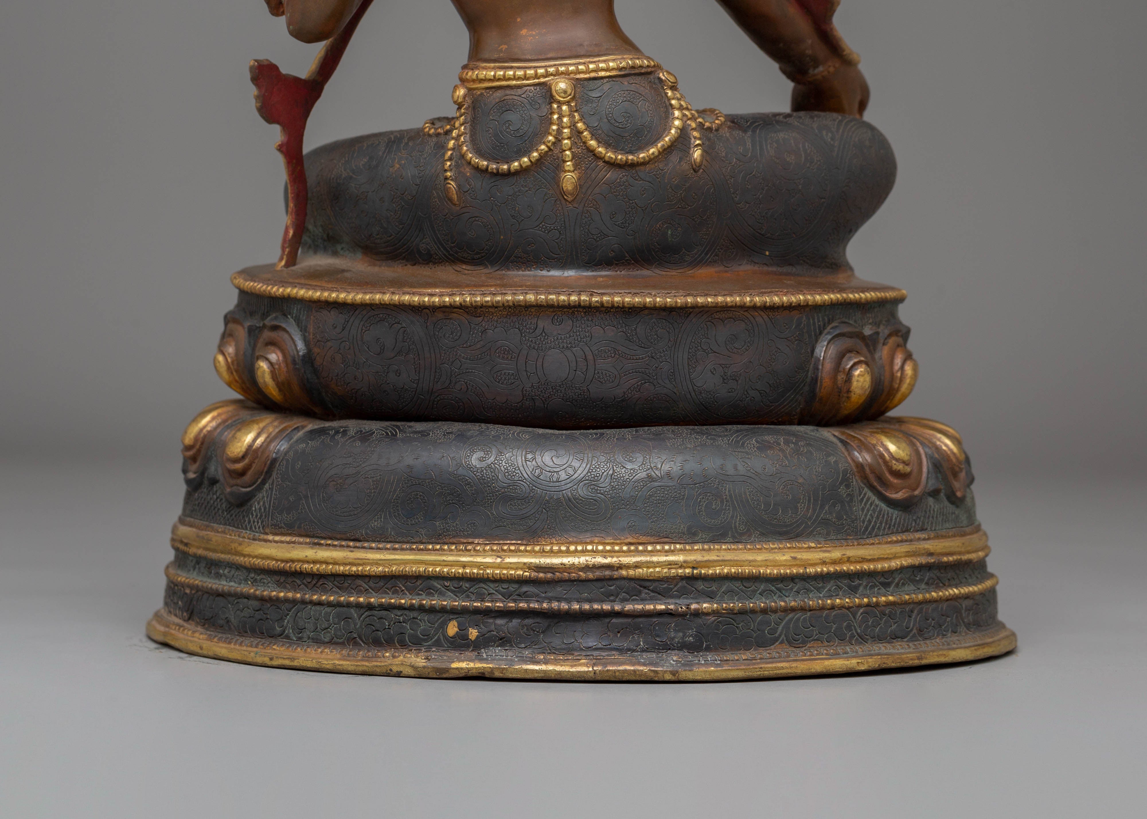 24K Gold Glided Statue of Green Tara | Enlightened Tara