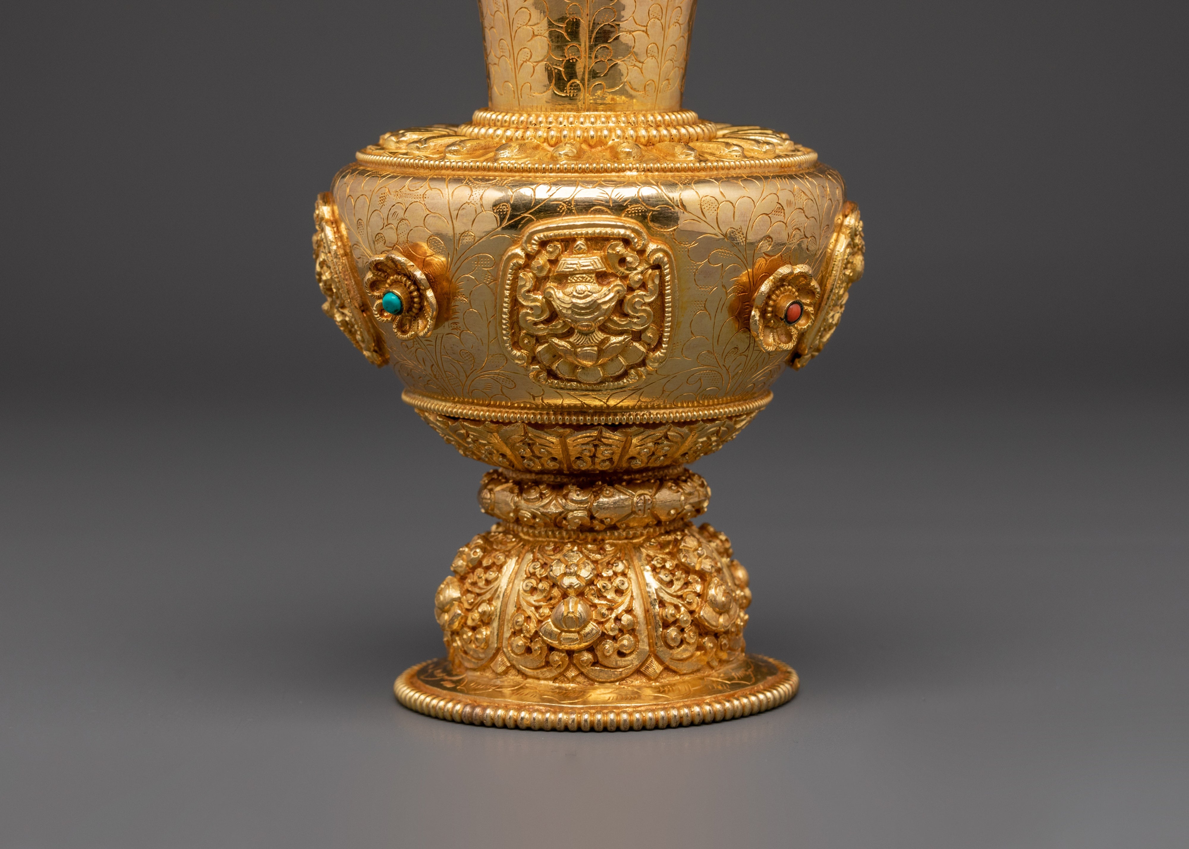 Flower Vase for Ritual Offering | Gold Plated Copper Vase