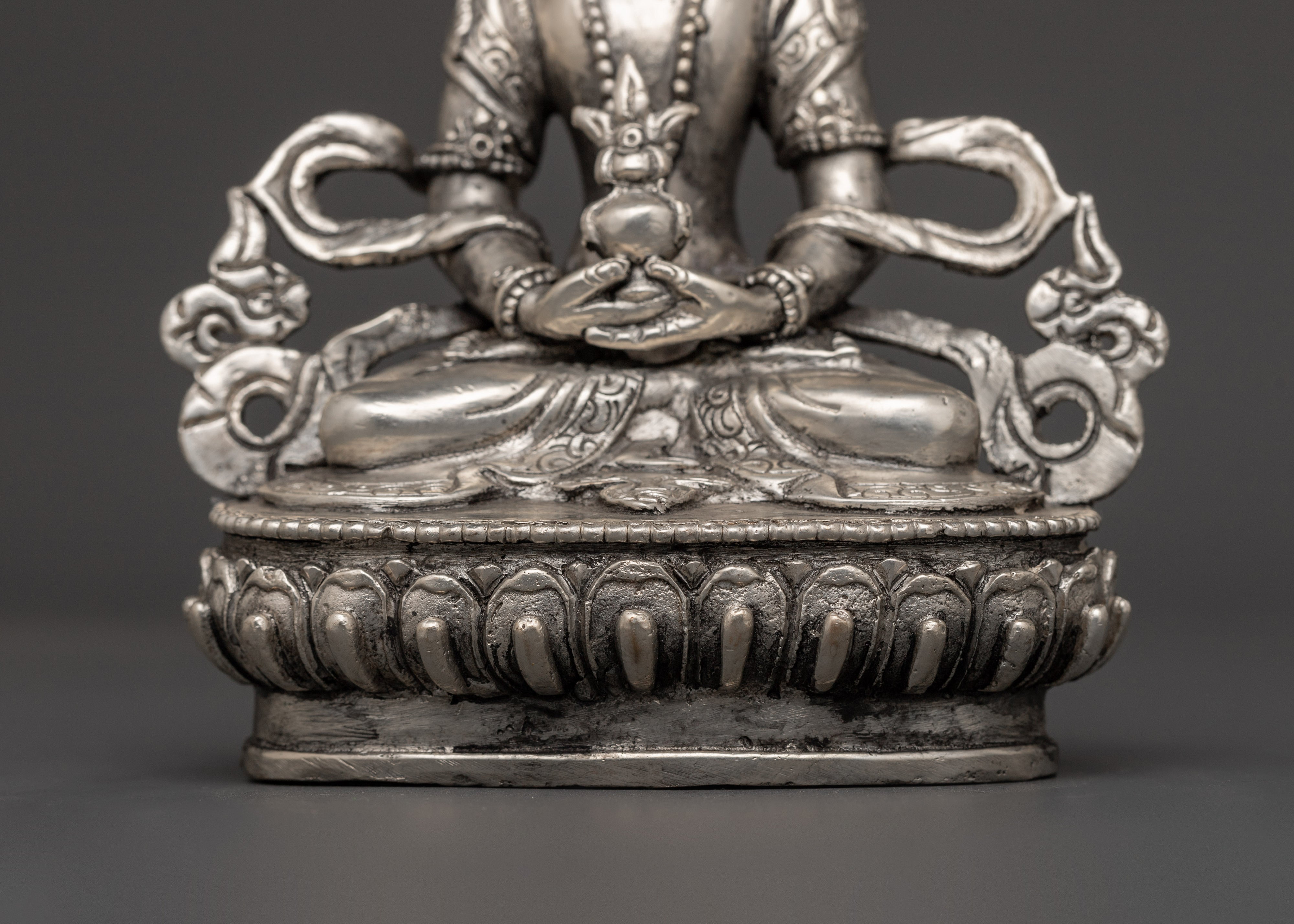 Amitayus Copper Body Silver Plated Statue | Buddhist Meditation Decor