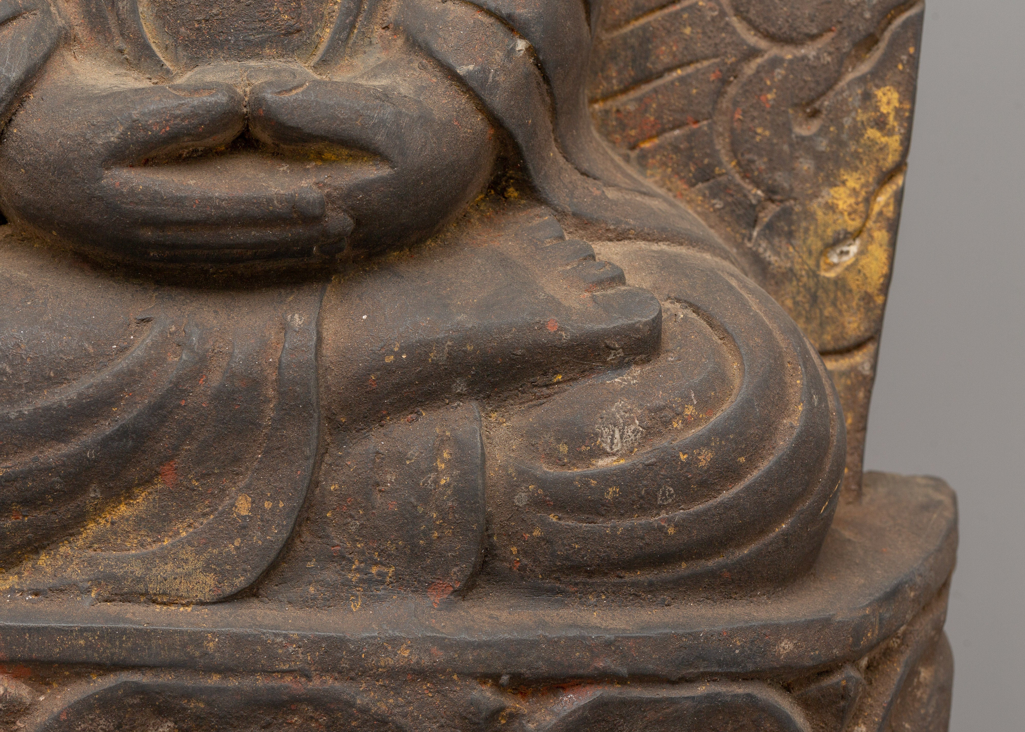 Handcrafted Wooden Amitabha Buddha Statue | Buddha for Altar and Meditation