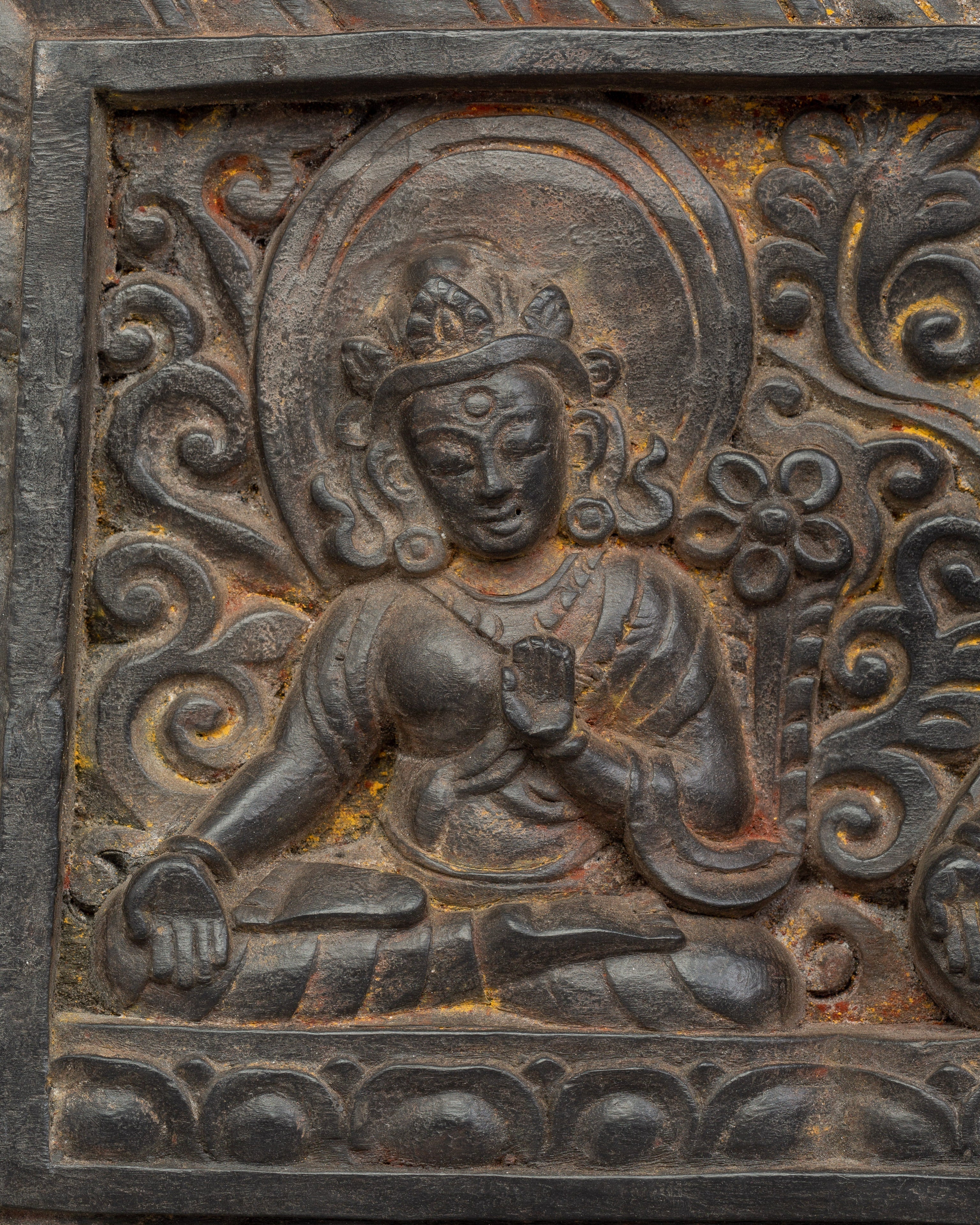 Carved Wooden Sutra Cover | Traditional Art