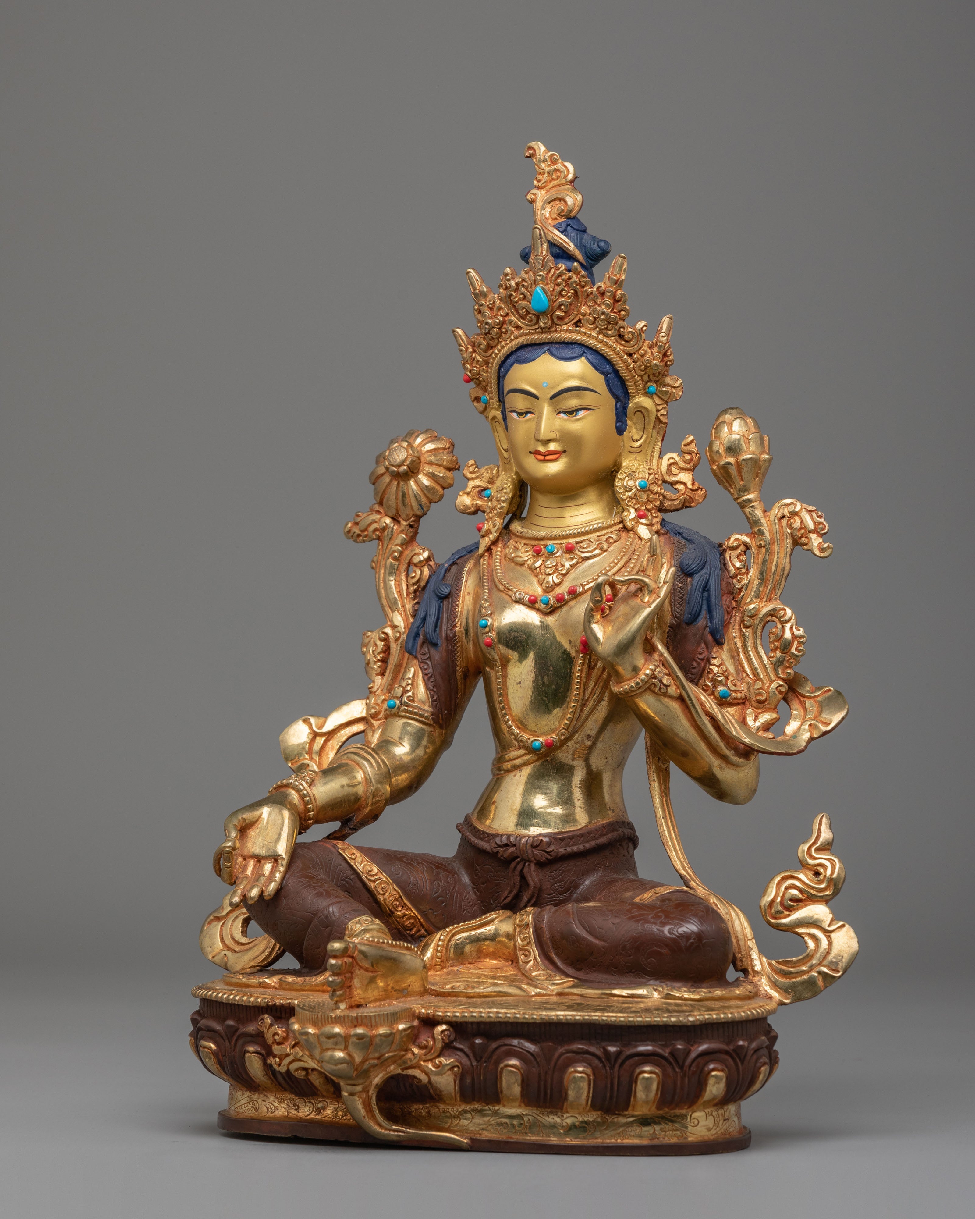 Spiritual Green Tara Figurine | Handmade Buddhist Statue