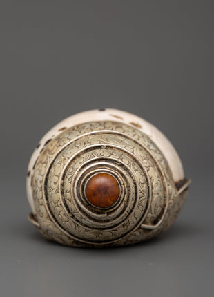 Spiritual Pure Silver Conch | Handmade Tibetan Buddhist Conch Shell