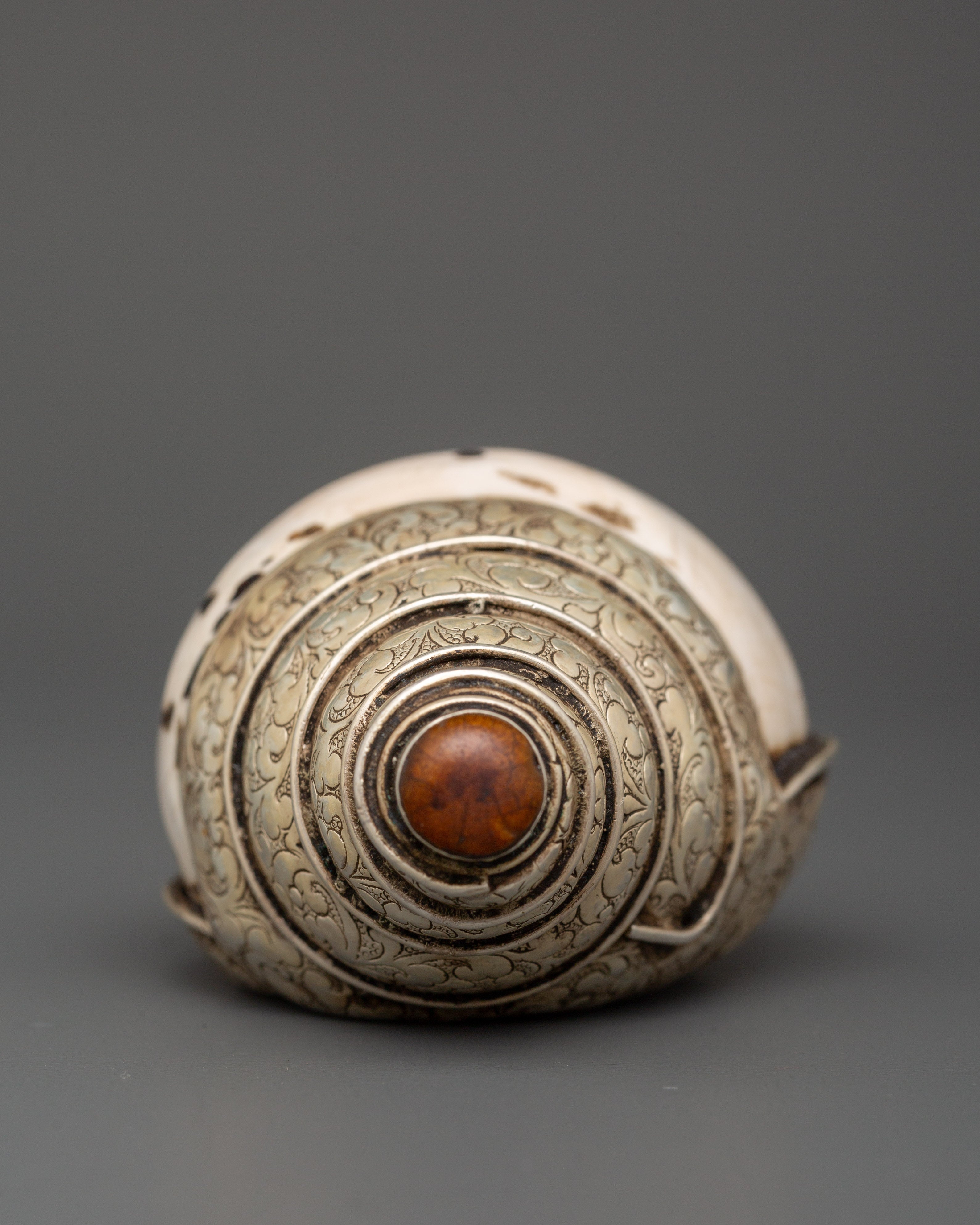 Spiritual Pure Silver Conch | Handmade Tibetan Buddhist Conch Shell