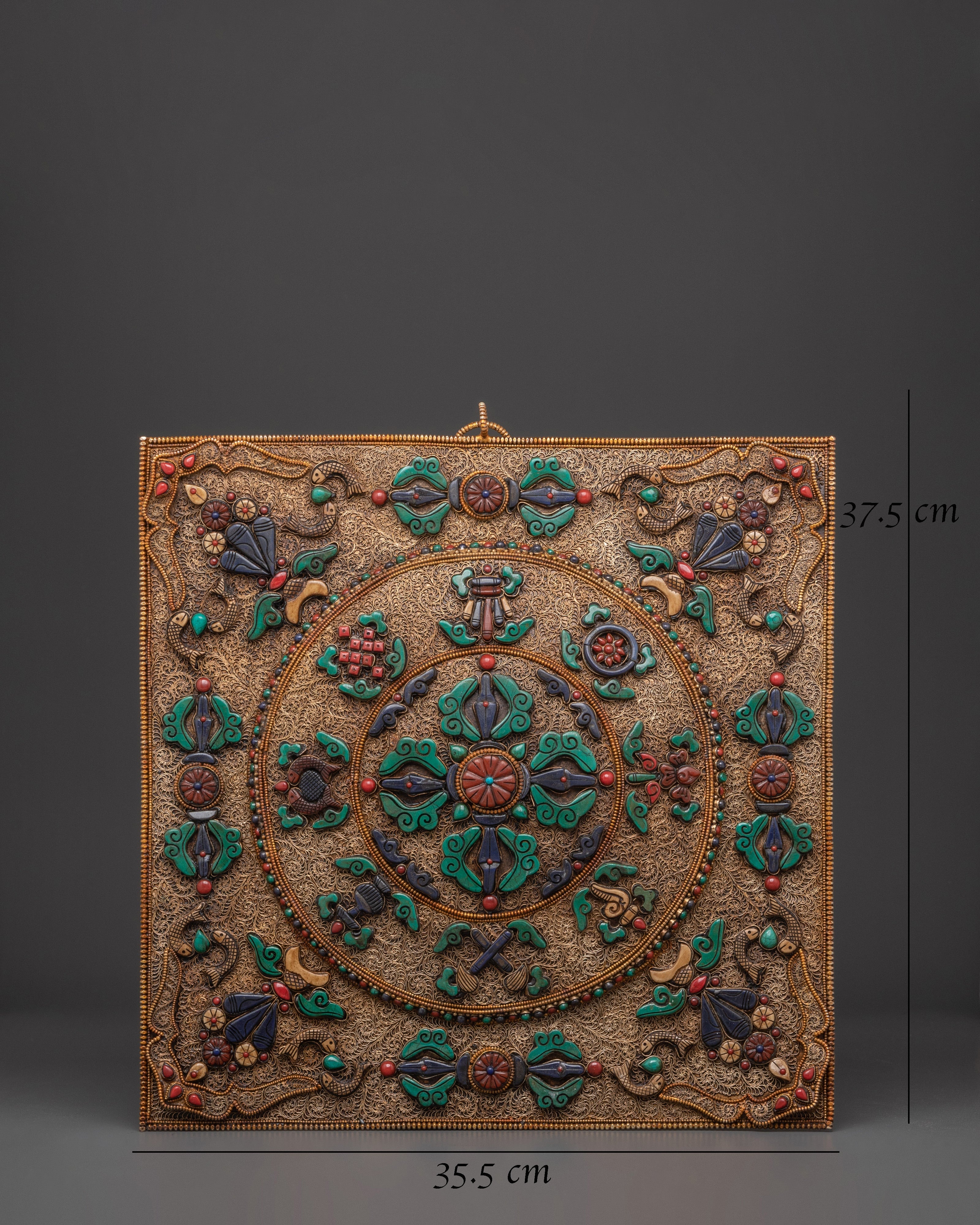 Spiritual Bishow Vajra Wall Hanging | Gold Plated Copper Art