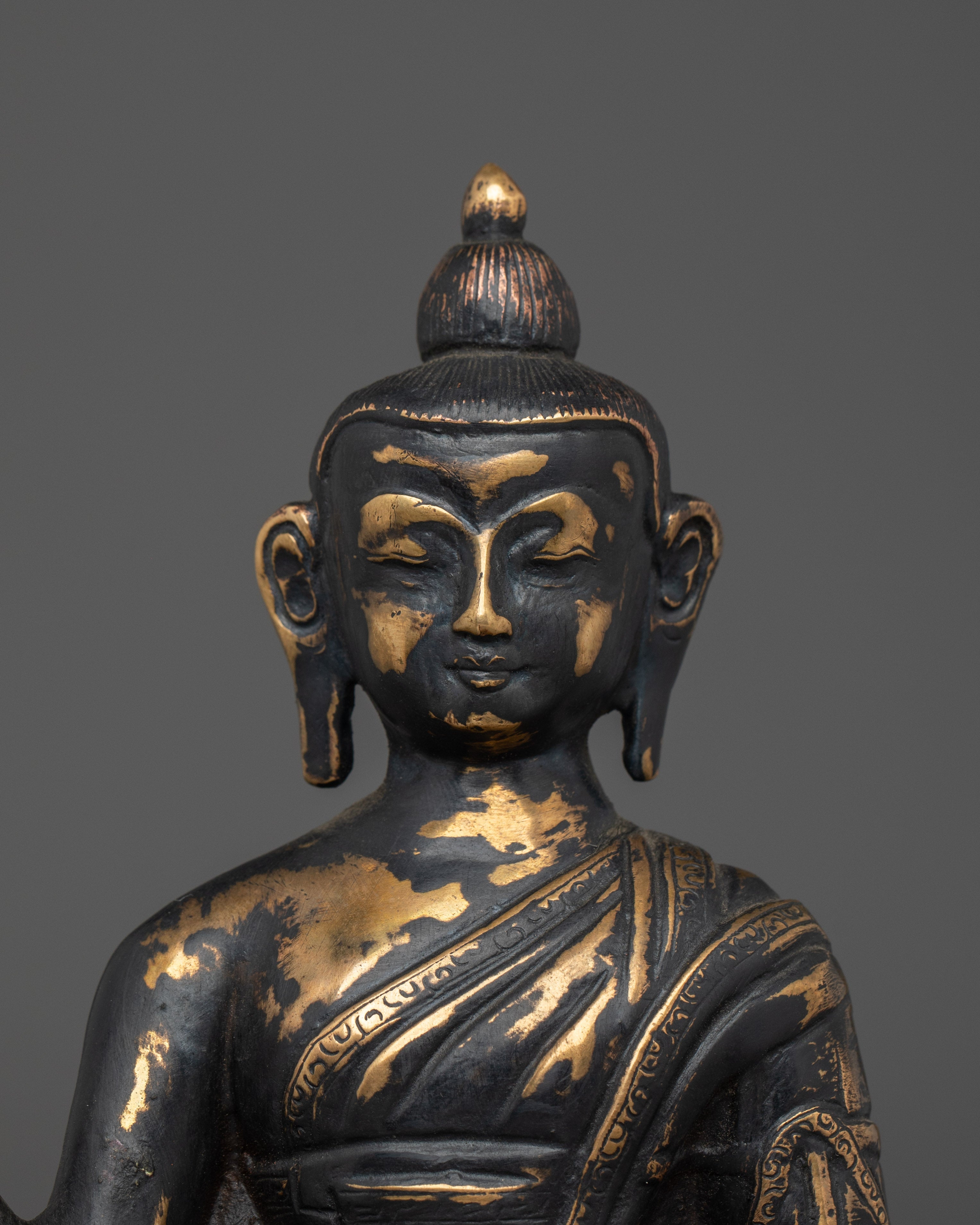 Handmade Tranquil Buddha Statue | Antique Finish Copper Meditation Sculpture