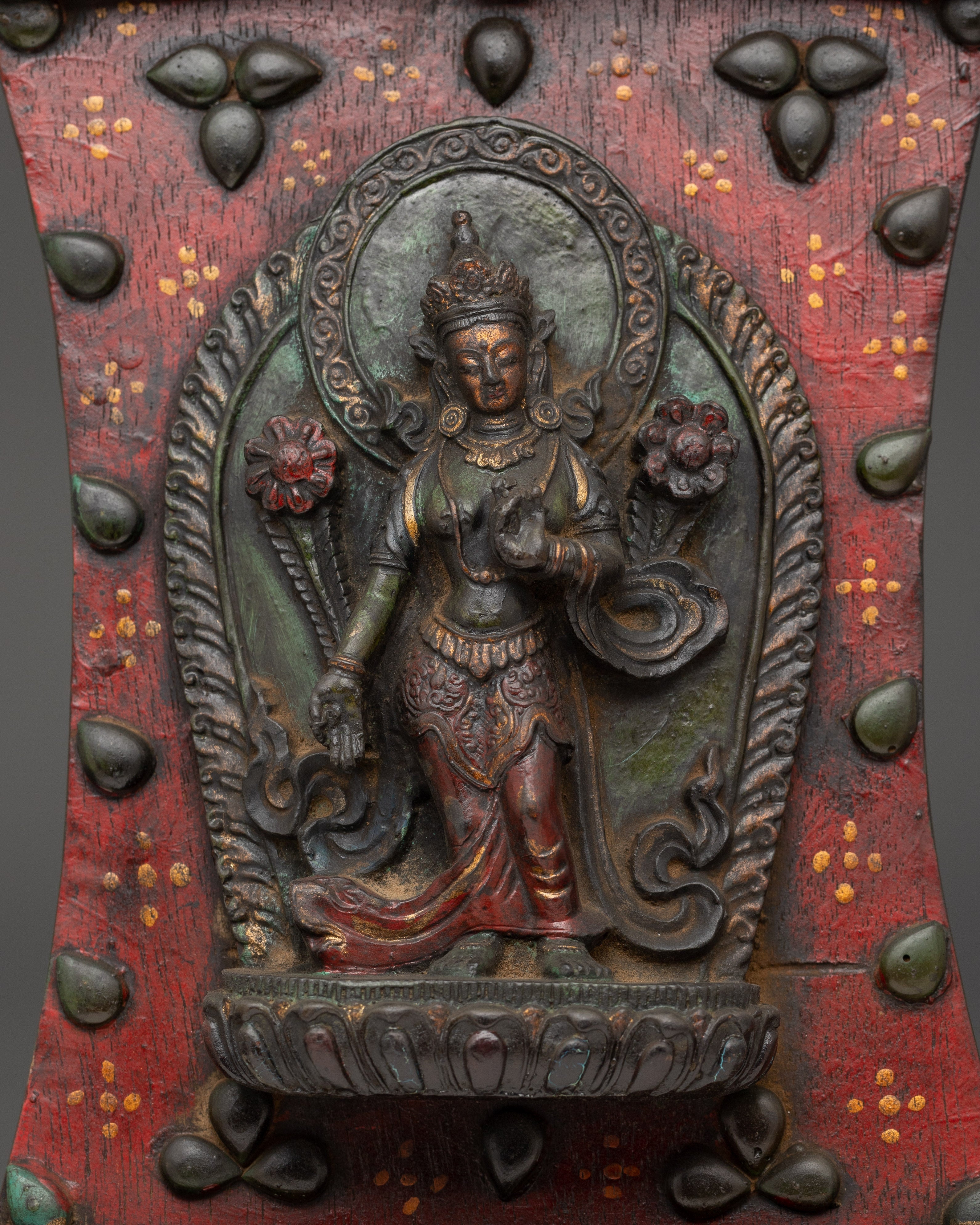 Handcrafted Green Tara Wall Art | Spiritual Home Decor for Altar