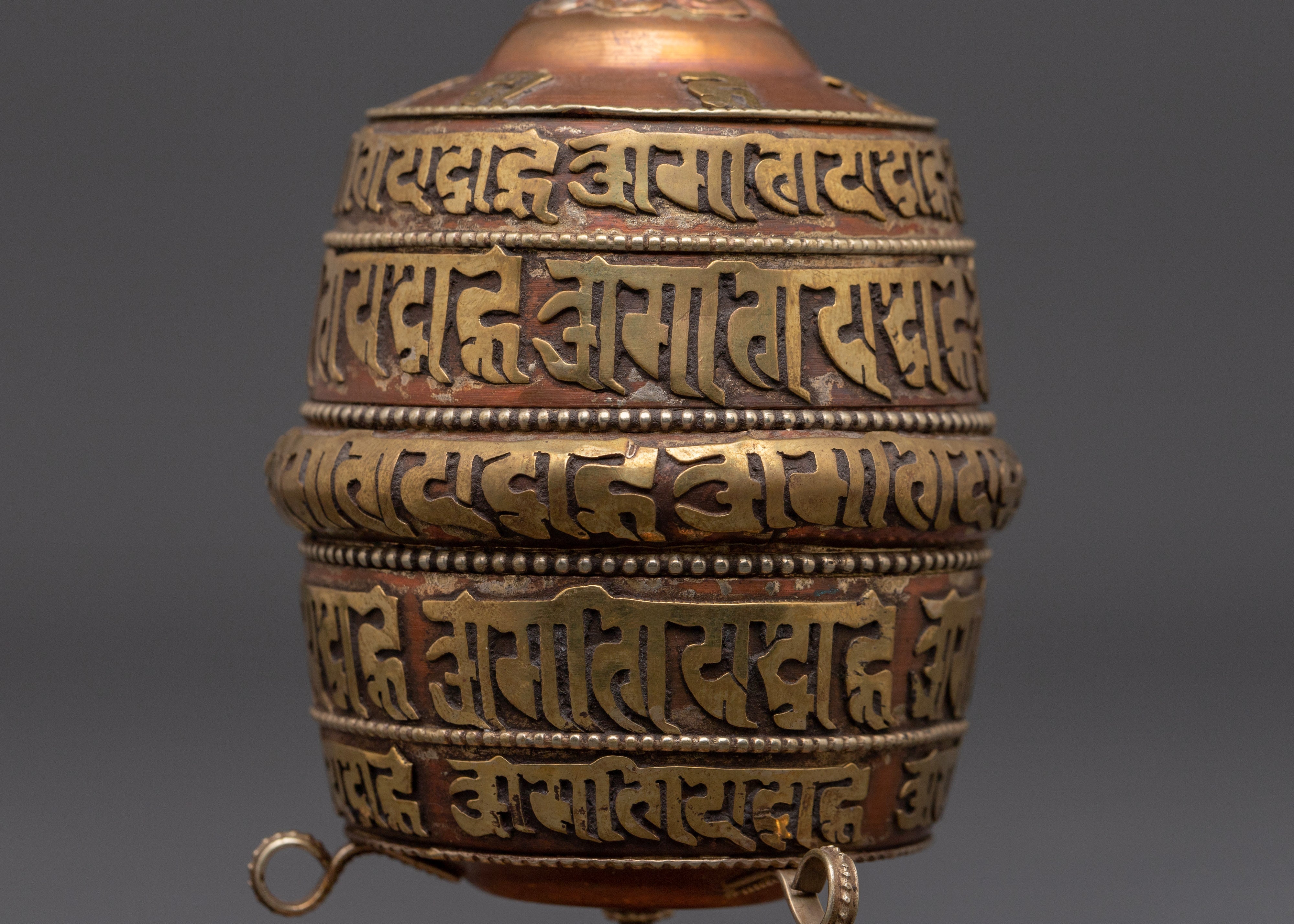 Handcrafted Prayer Wheel on Stand | Tibetan Sacred Religious Mantra Wheel