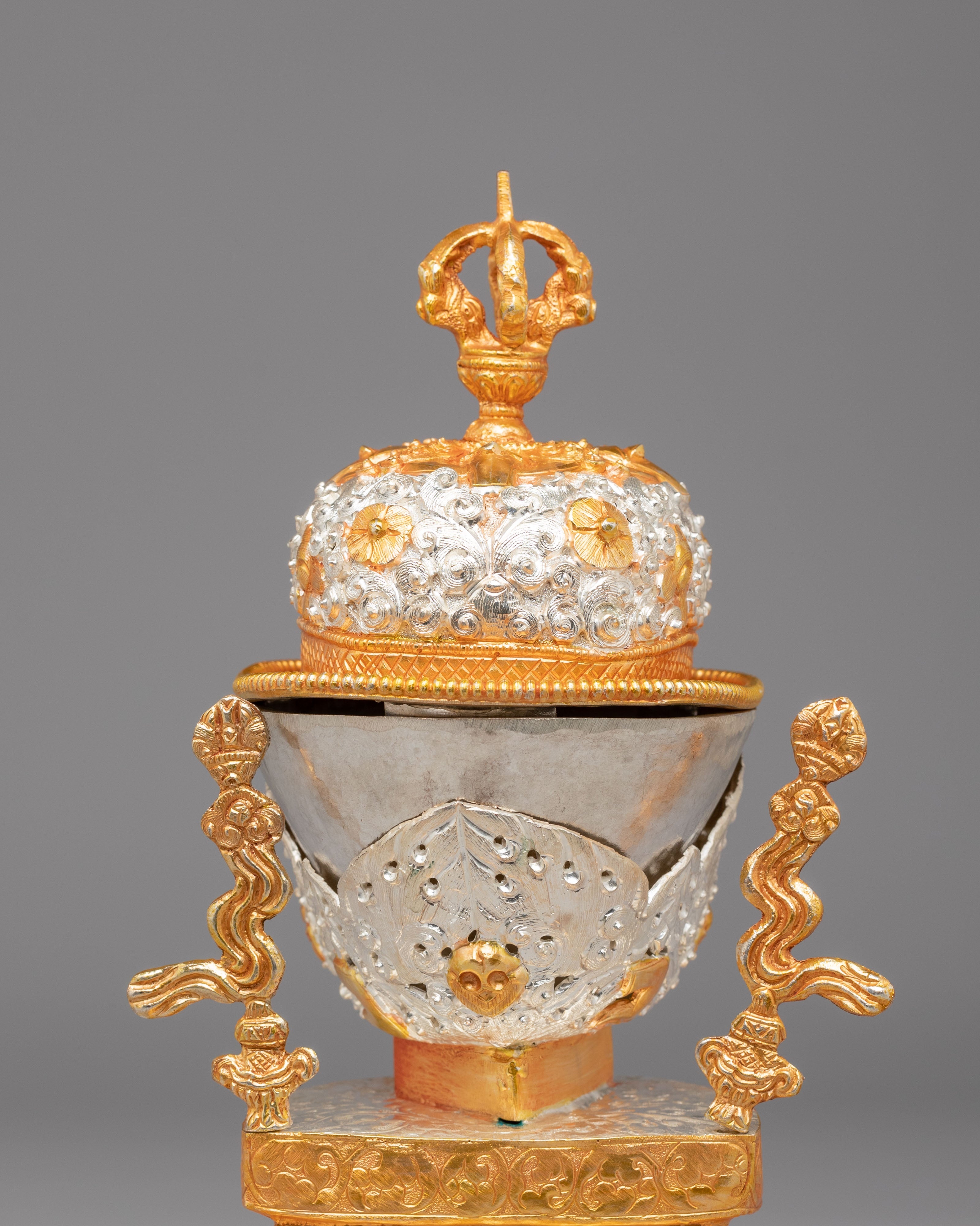 Buddhist Ritual Kapala Set | Gold and Silver Plated Vessels