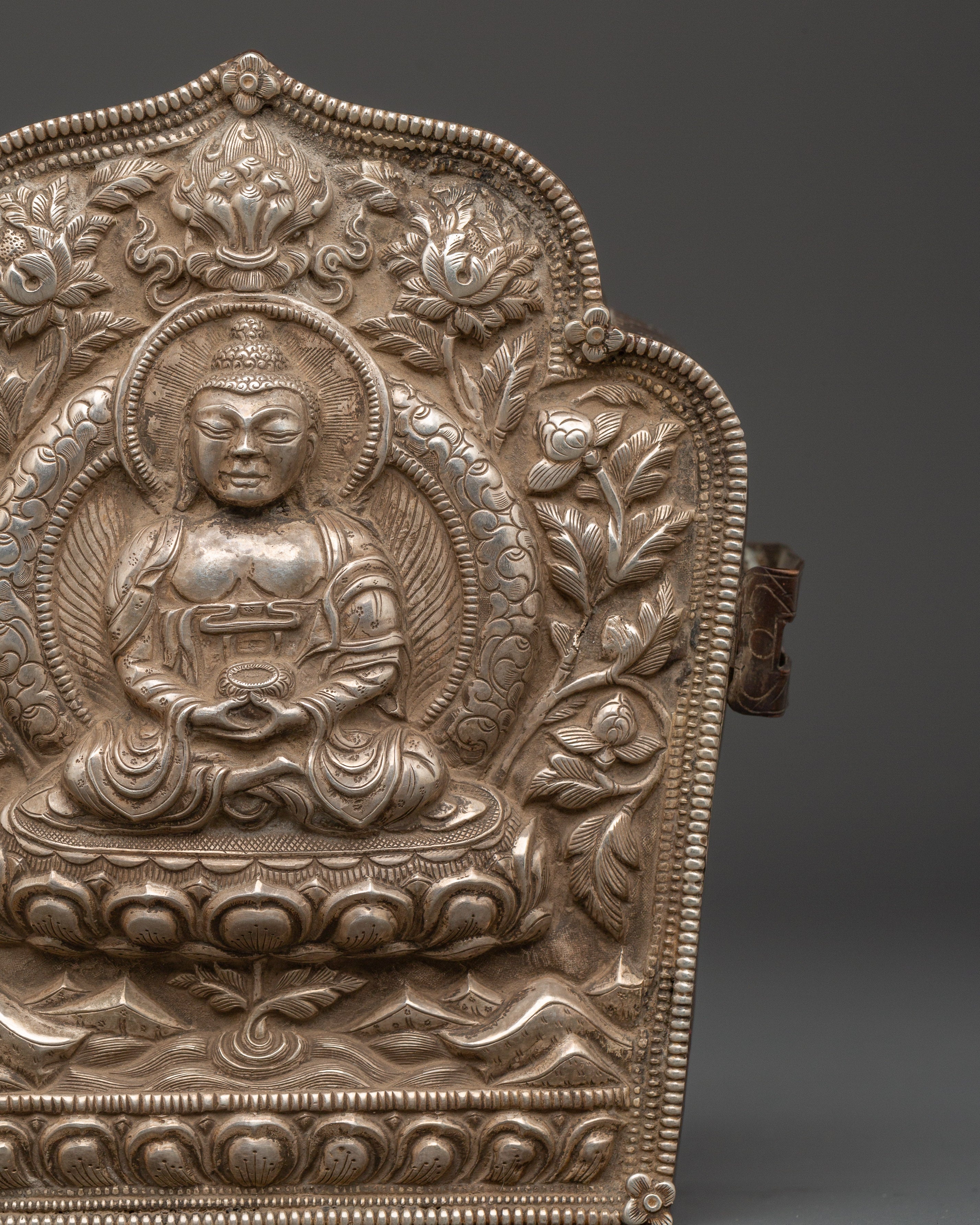 Sacred Tibetan Silver Ghau Box | Handcrafted Buddha Amulet