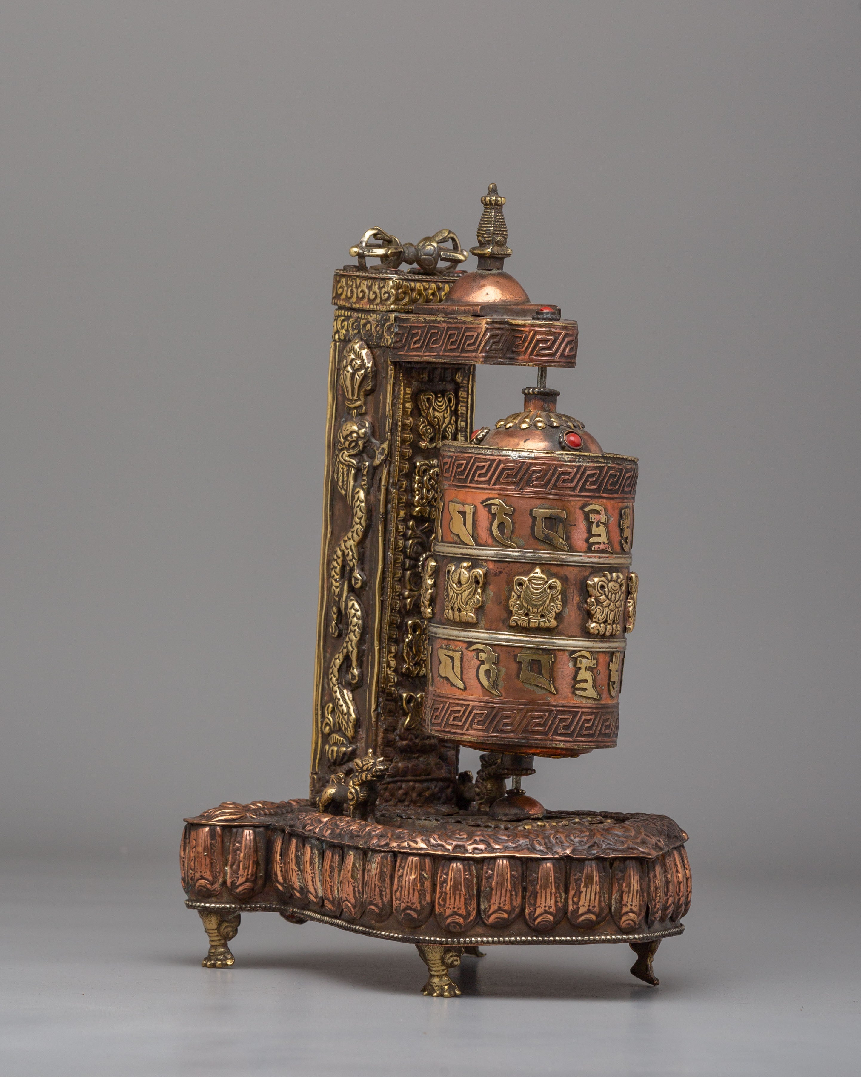 Spiritual Prayer Wheel with Incense Burner | Sacred Tibetan Ritual Object