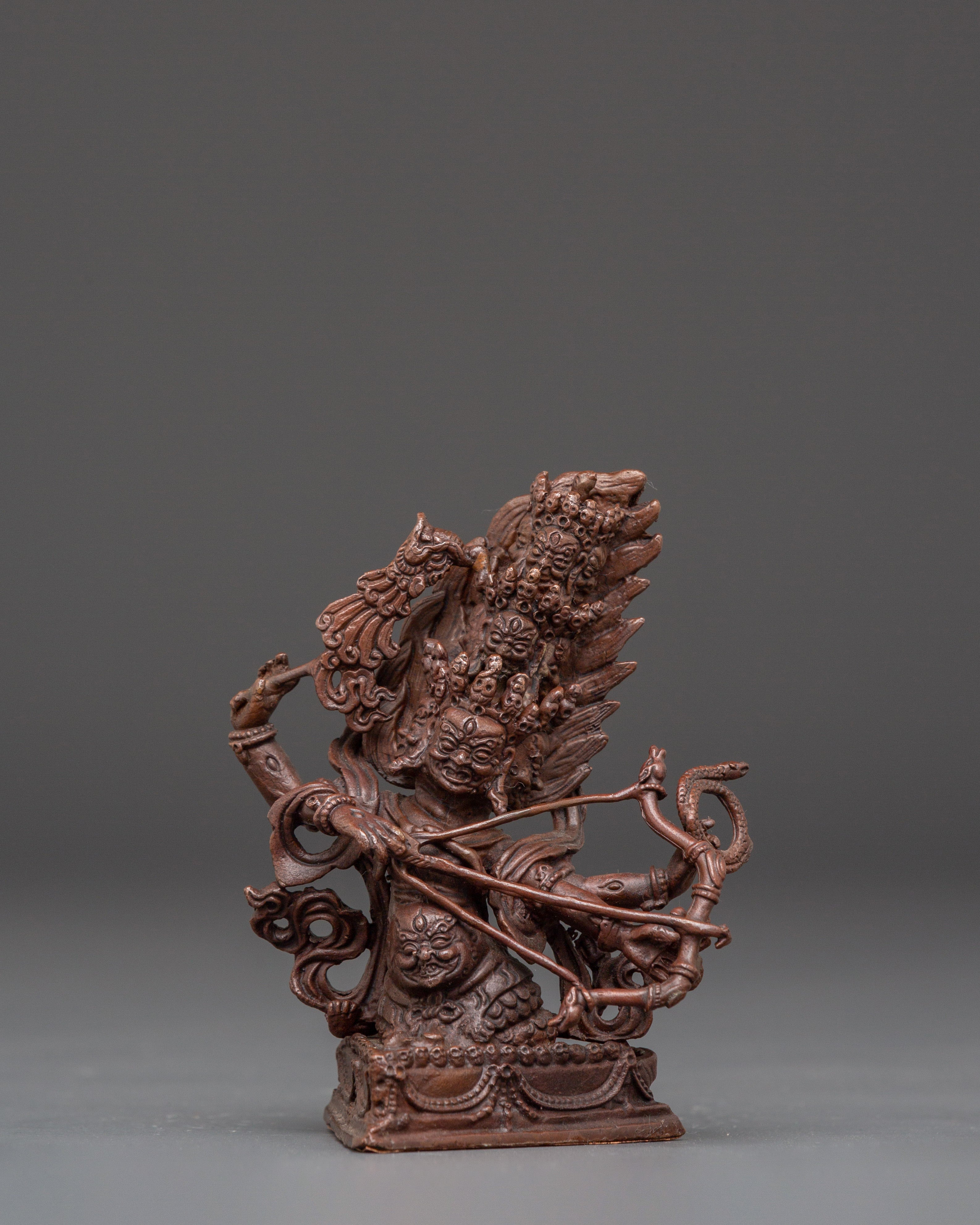 Sacred Dharma Protector Rahula Statue | Oxidized Copper Buddhist Deity Sculpture