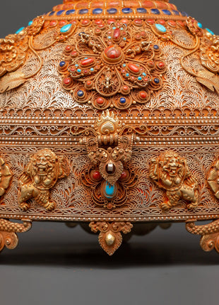Sacred Copper and Gold-Plated Treasure Chest | Handcrafted Box