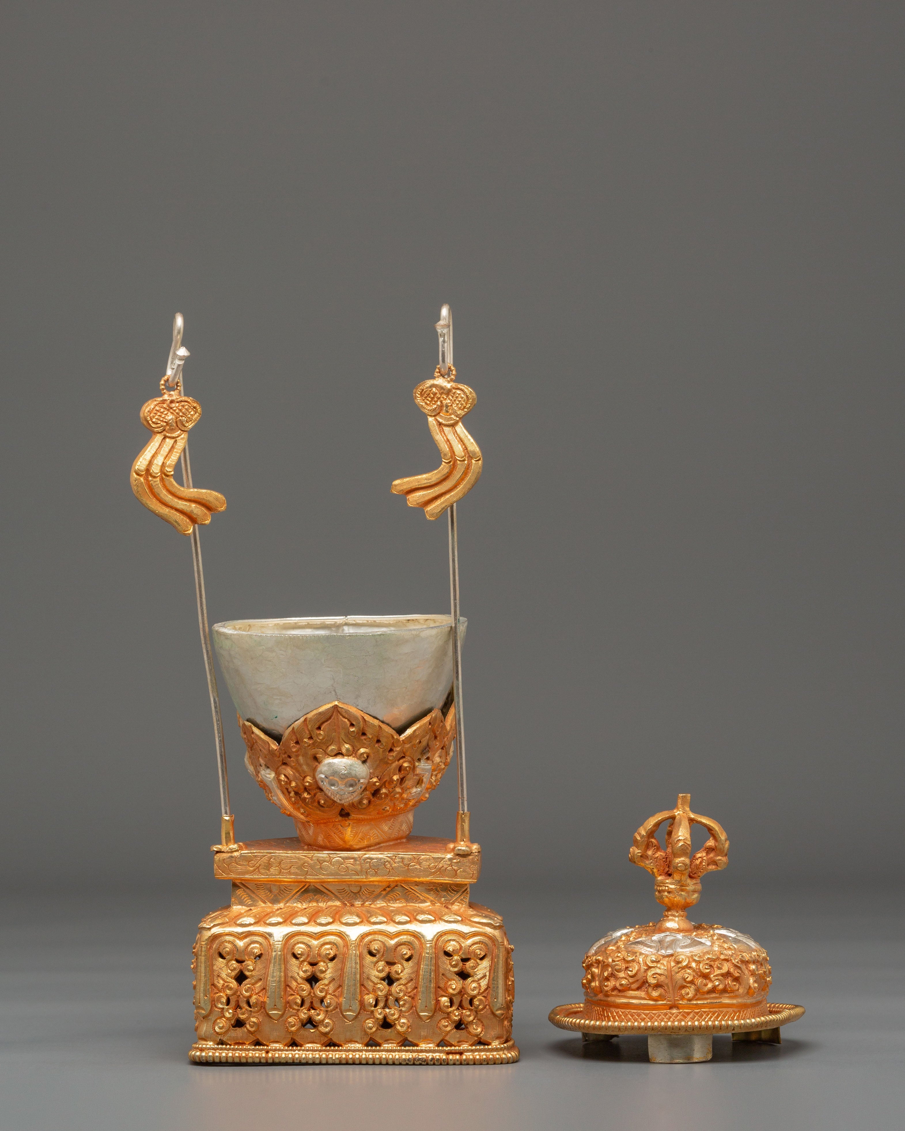 Sacred Tibetan Kapala Ceremonial Item | Buddhist Ritual Offering Artifact