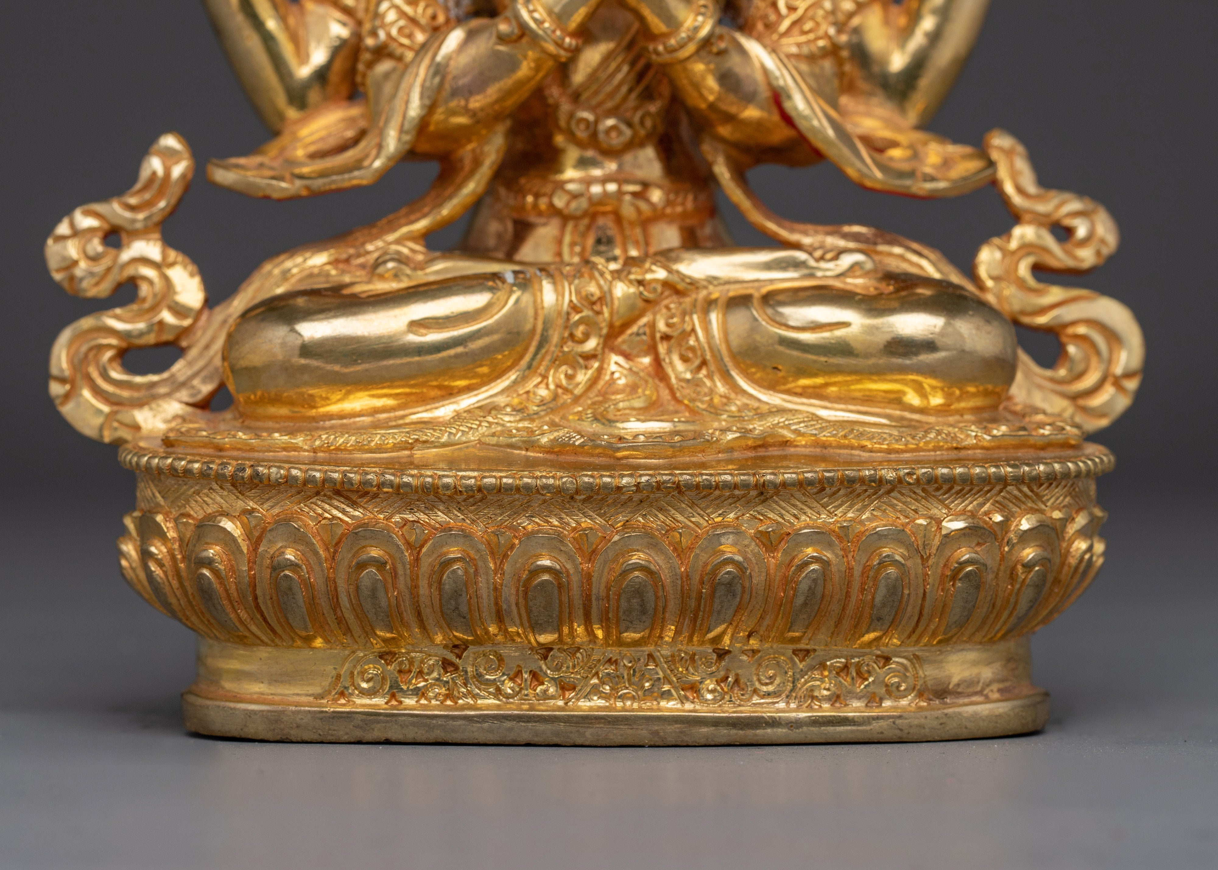 Handmade Gold Gilded Chenrezig Art | Tibetan Bodhisattva of Compassion