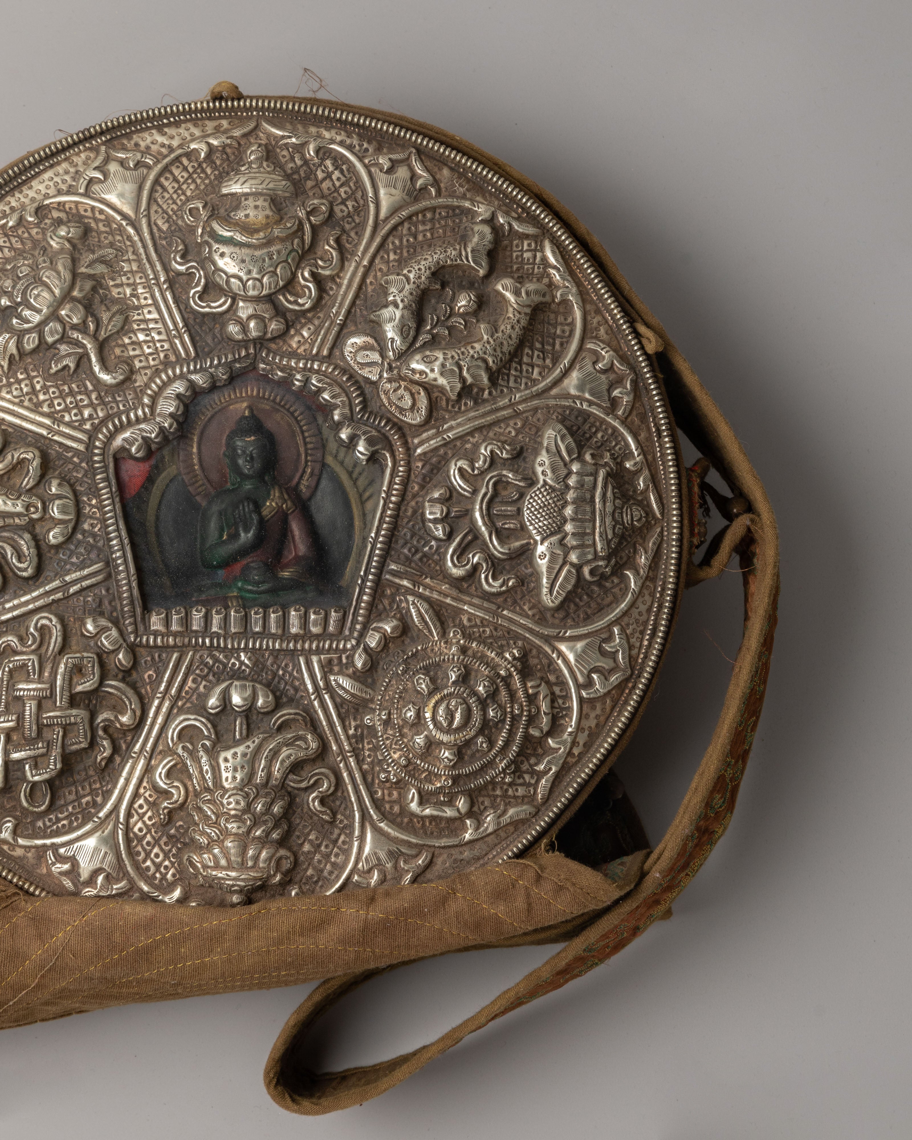 Handcrafted Ghau Box Locket Copper Art | Silver Spiritual Box