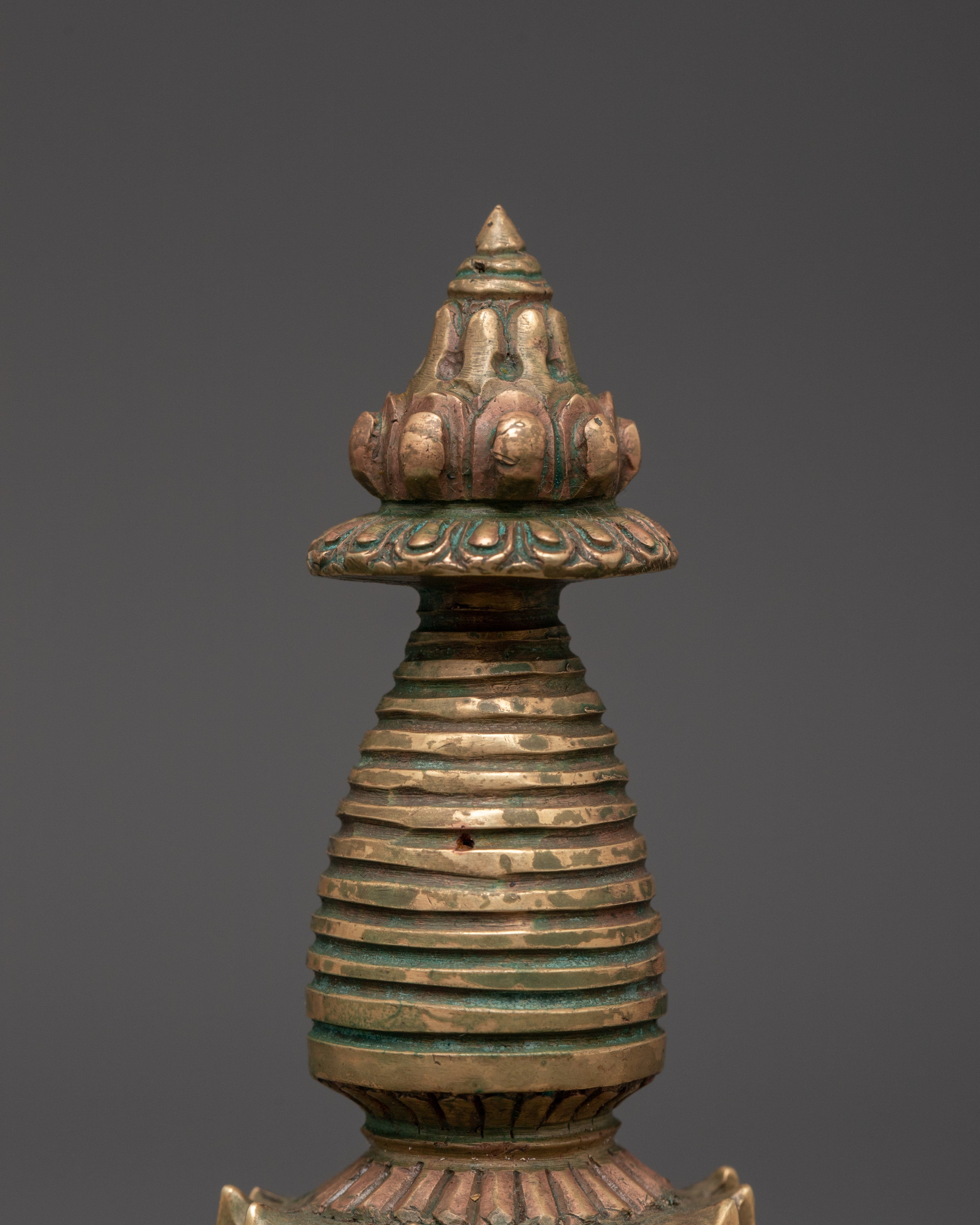 Copper Stupa with Antique Finish | Tibetan Spiritual Decor
