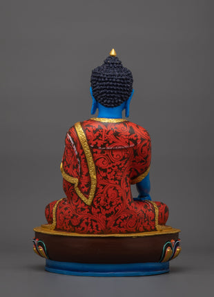Handcrafted Blue Shakyamuni Buddha | Sacred Tibetan Buddha Sculpture