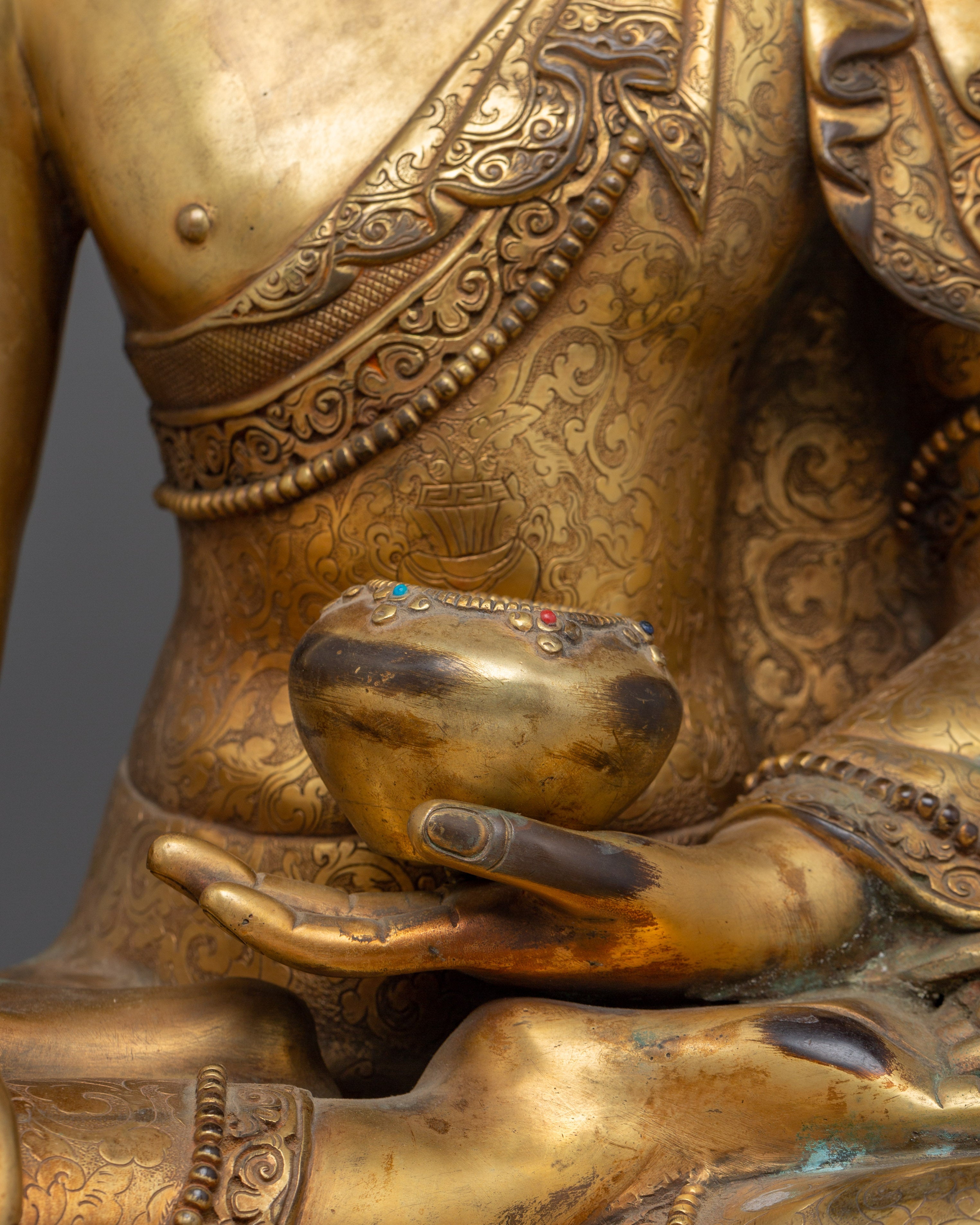 Copper Gold Plated Shakyamuni Buddha | Statue for Meditation, Spiritual Growth