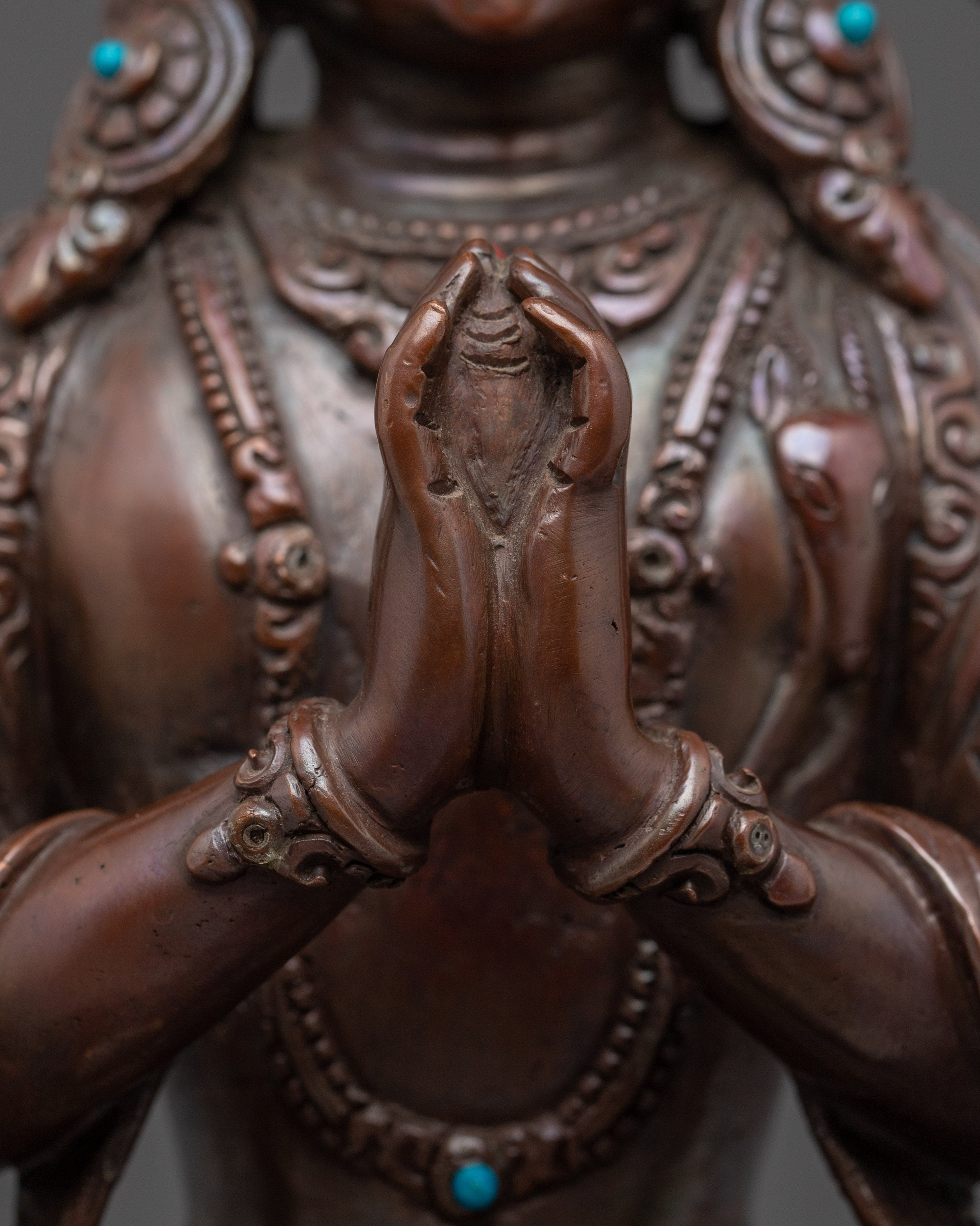 Chenrezig Oxidized Copper Artwork | Meditation and Spiritual Decor