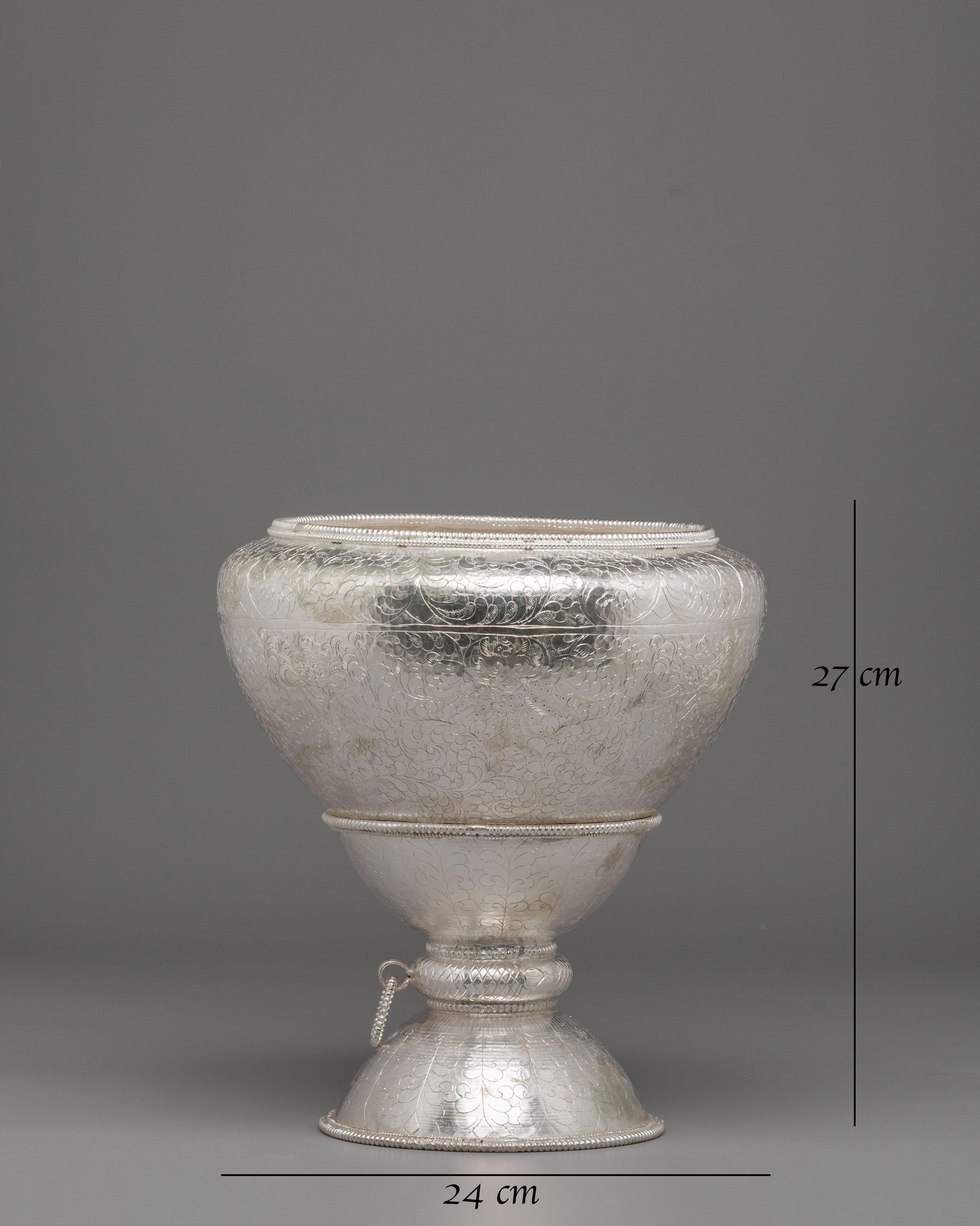 Handmade Golpa Ceremonial Bowl | Silver Plated Ritual Vessel