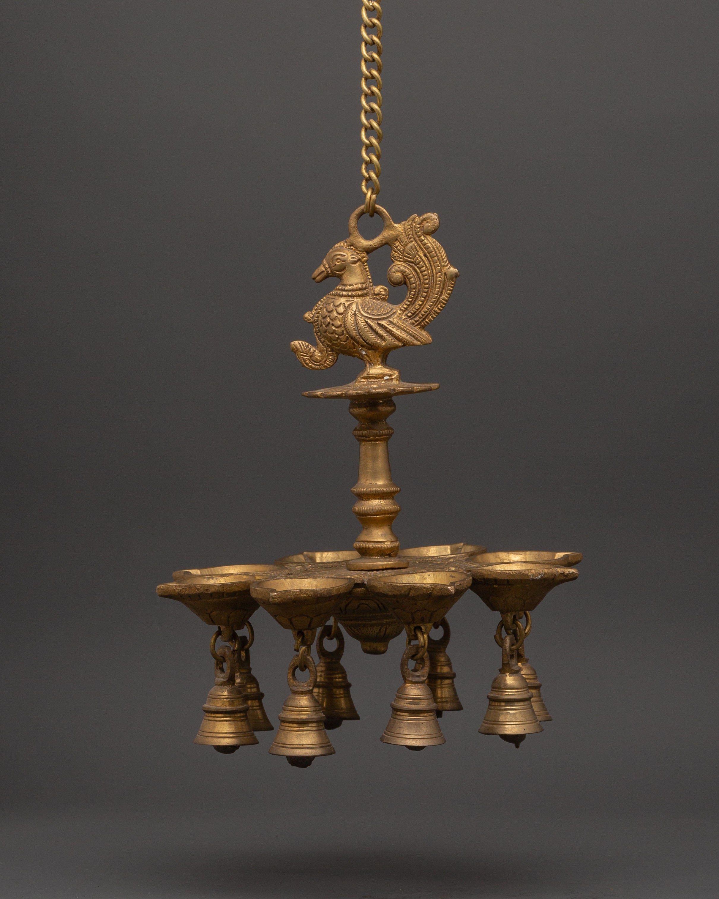 Brass Dalucha Hanging Oil Lamp | Ritual Decor for Temples, Homes