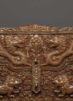 Copper Treasure Box with Gold Plating | Snow Lion Guardians