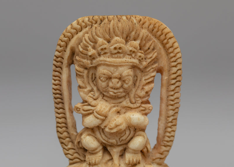 Mahakala Carved Bone Statue | The Fierce Protector and Divine Guardian of the Dharma