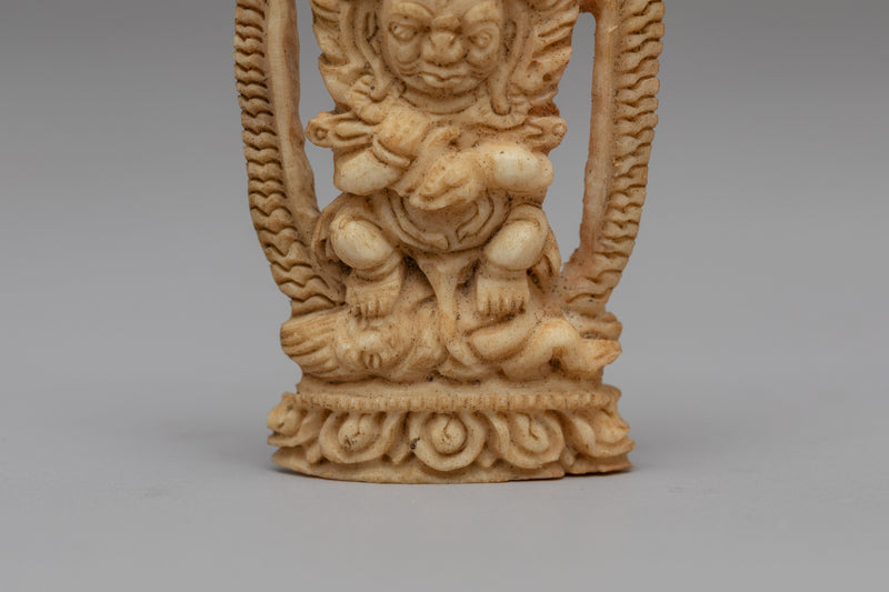 Mahakala Carved Bone Statue | The Fierce Protector and Divine Guardian of the Dharma