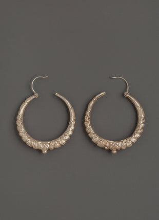 Handcrafted Tibetan Hoop Earrings Set | Traditional Silver Earrings