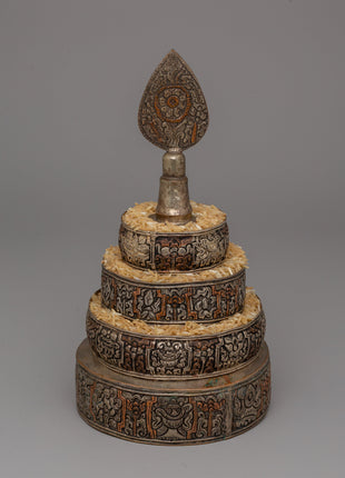 Handcrafted Sacred Copper Mandala Set | Traditional Tools for Buddhist Offerings