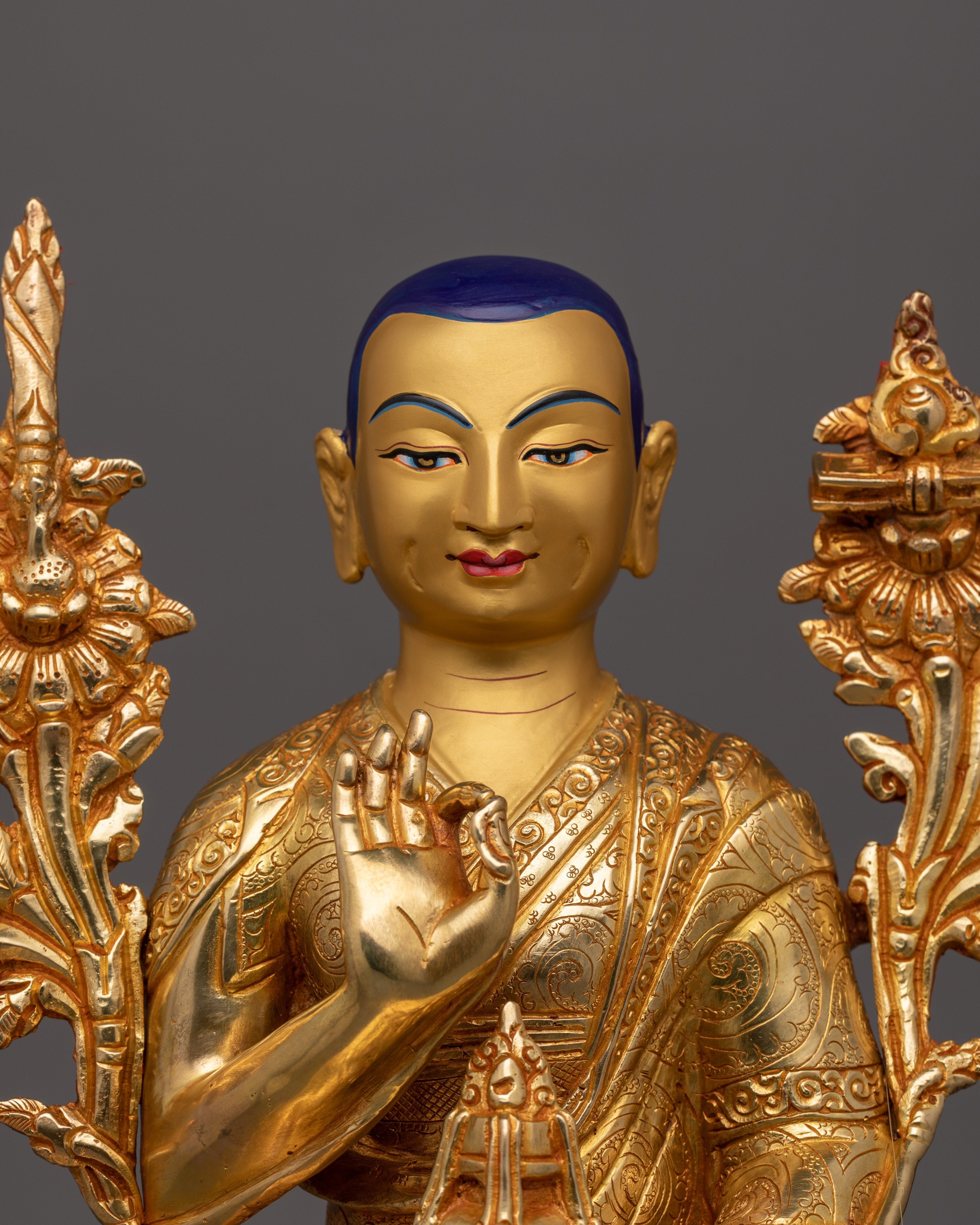 24K Gold Gilded Tsong Khapa Statue  | Guru of Tibetan Buddhist Teachings