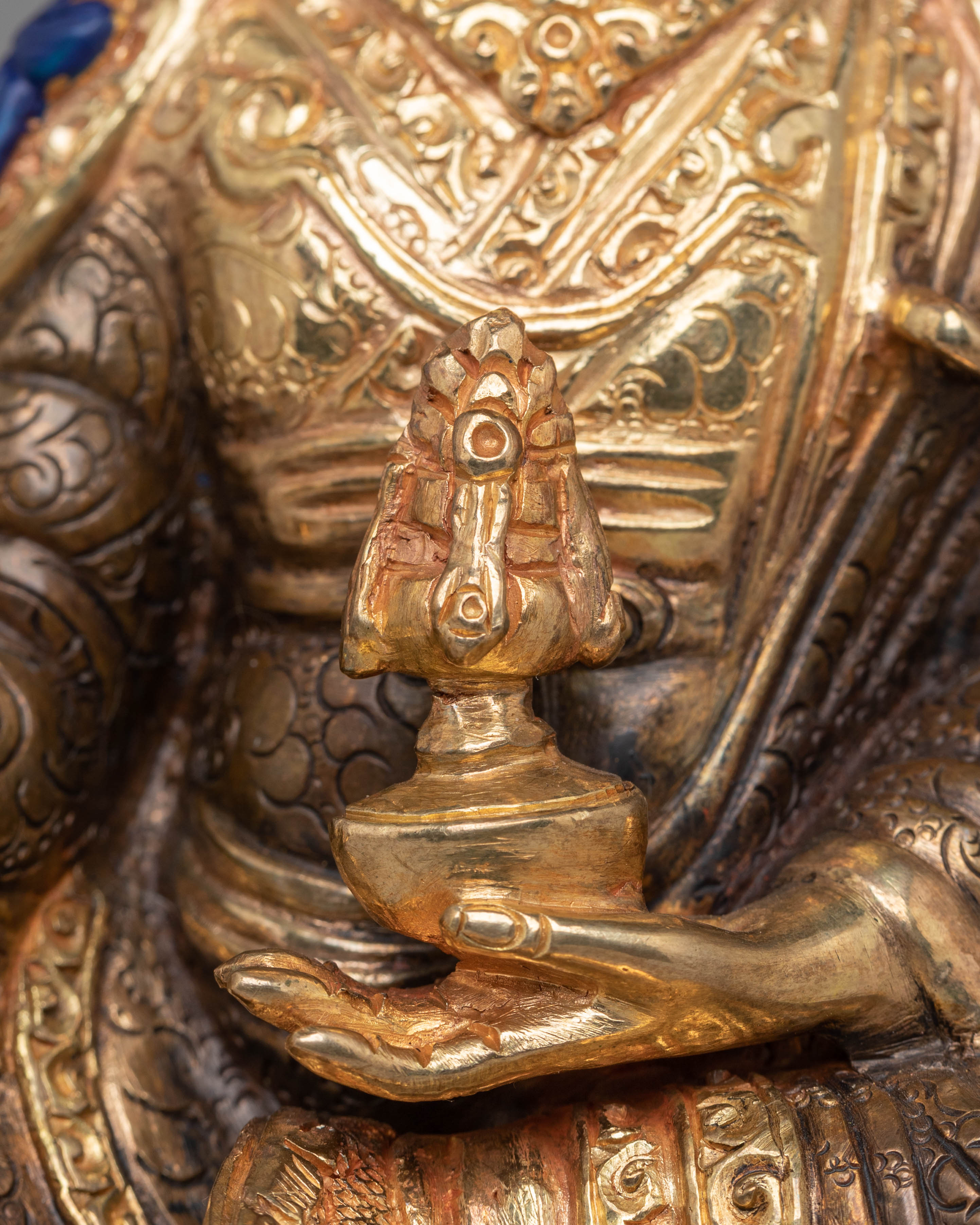 24k Gold Glided Statue of Guru Rinpoche | Divine Representation of Wisdom