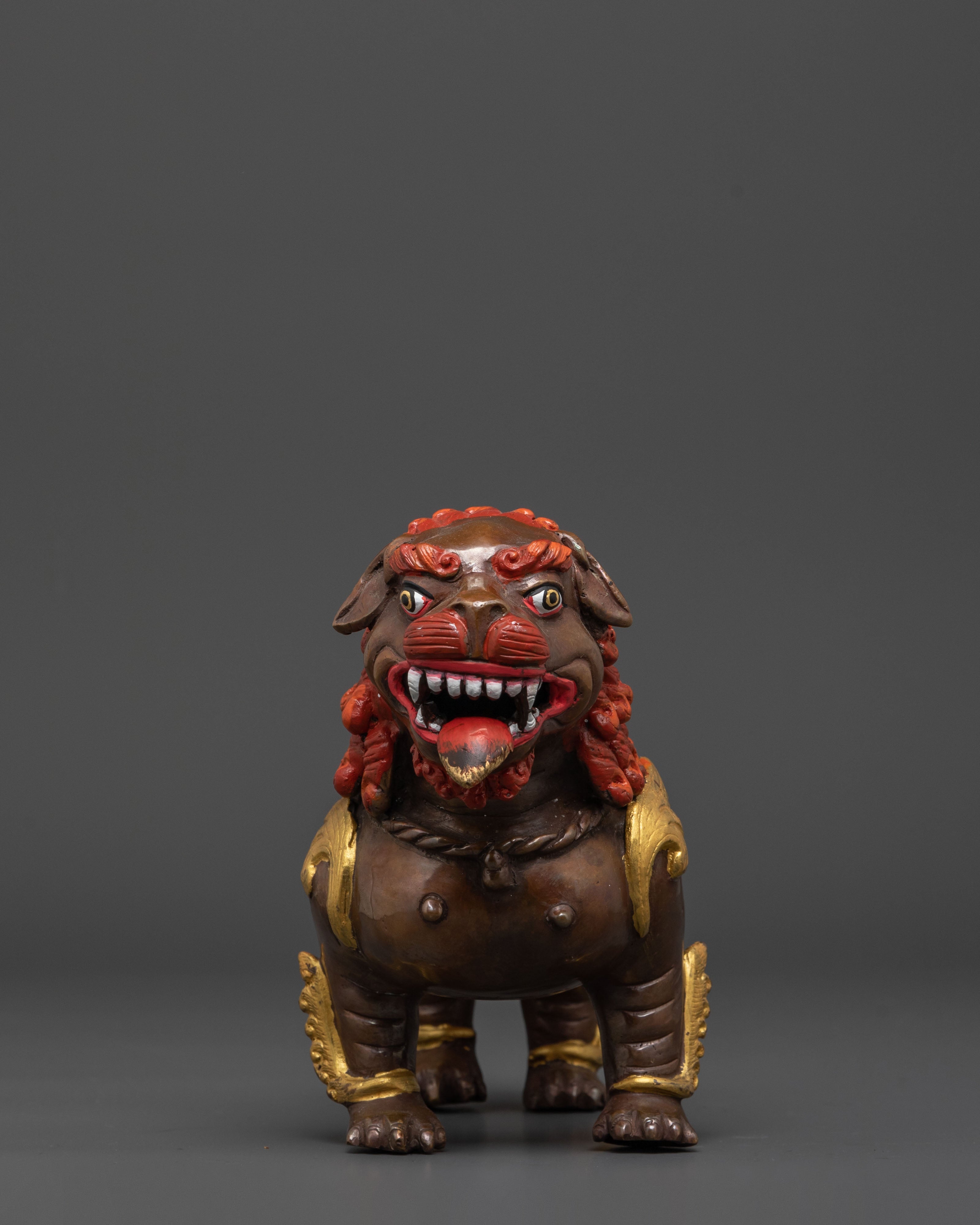 Sacred Buddhist Protector Lion Pair | Tibetan Snow Lion Guardian Statues