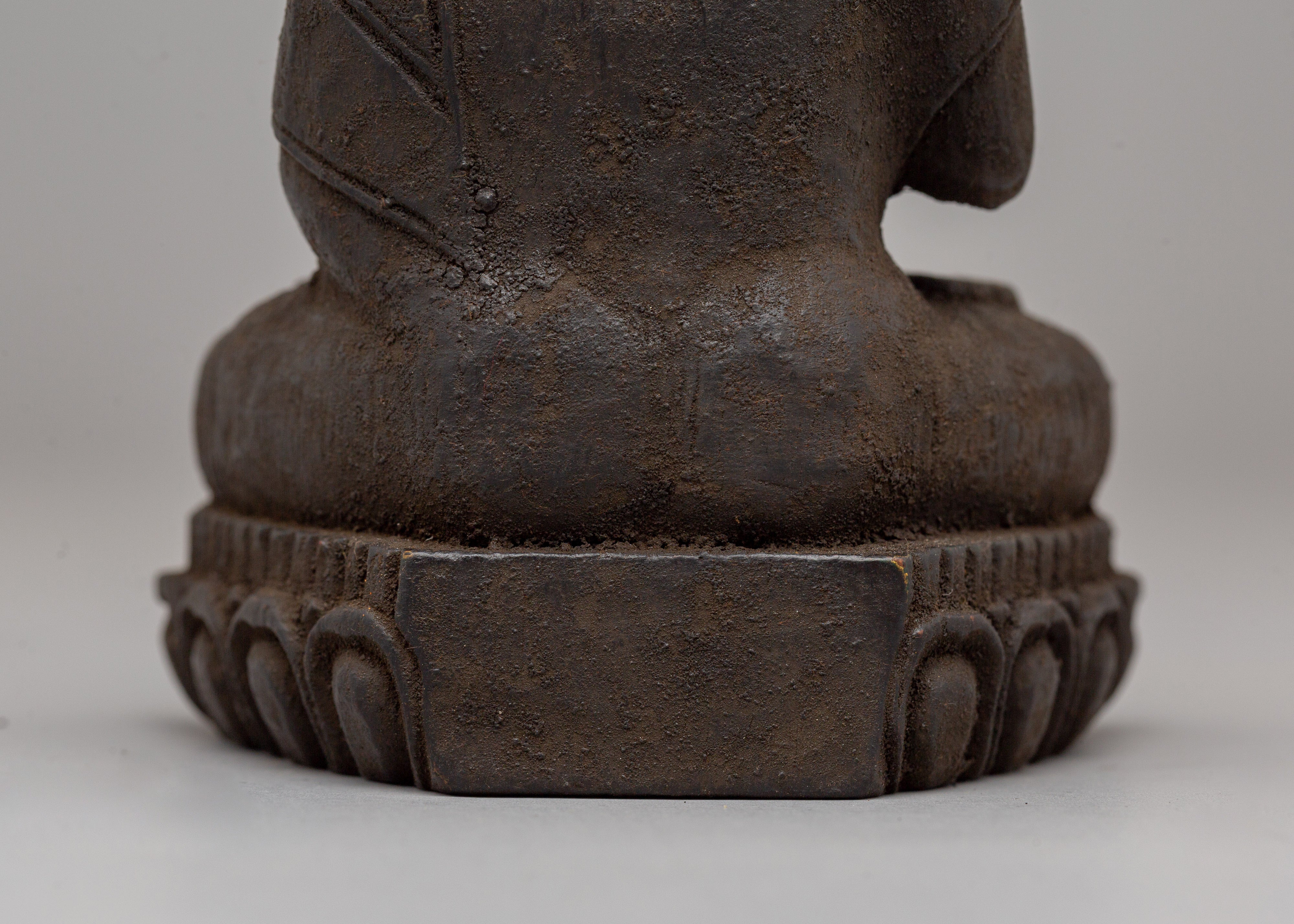 The Statue of Amogasiddhi Buddha | Handcrafted Wooden Buddha Sculpture