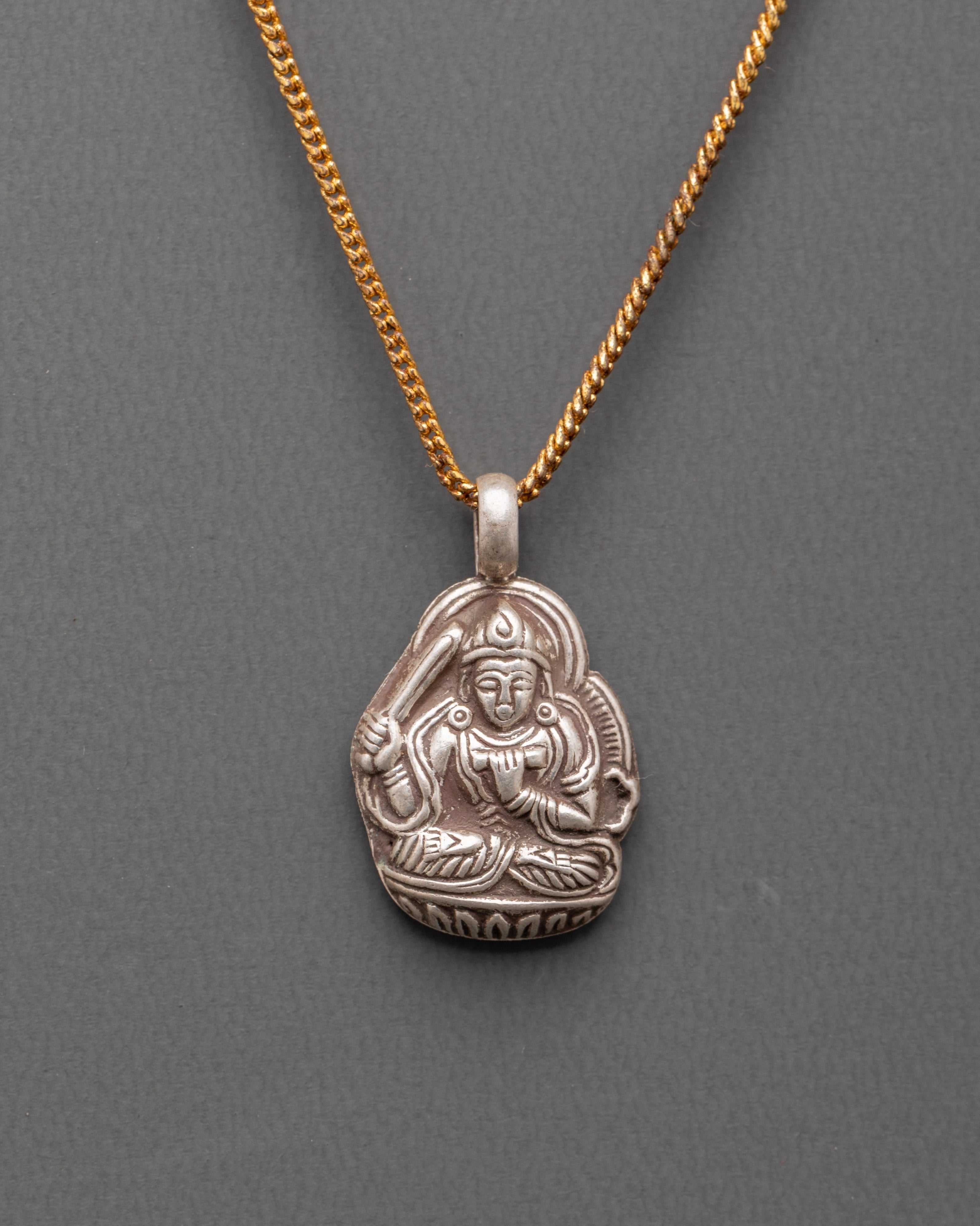 Buddhist Silver Pendant | Himalayan Spiritual Jewelry for Protection & Meditation