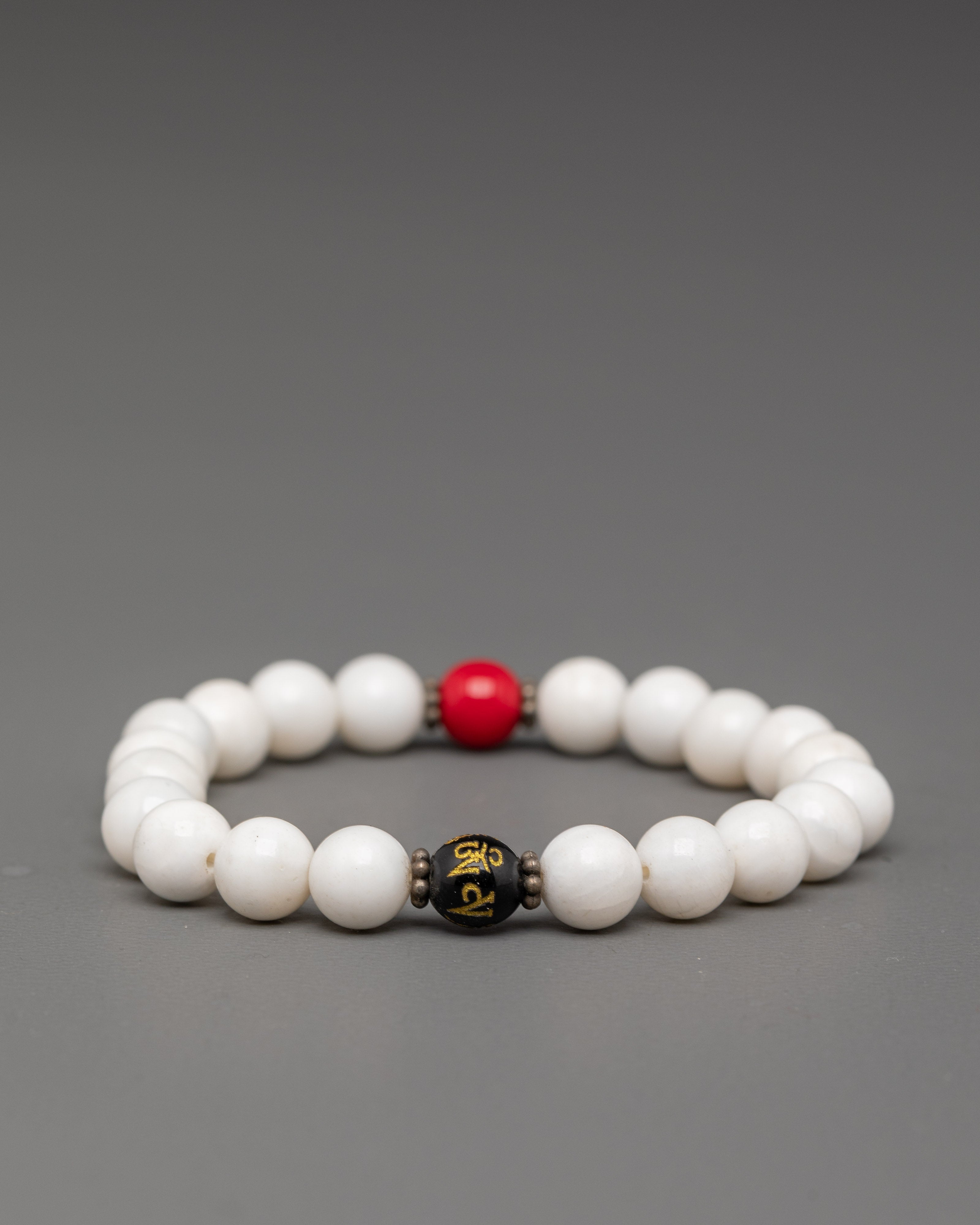 Handmade White Beaded Bracelet | Adjustable Beads Wristband