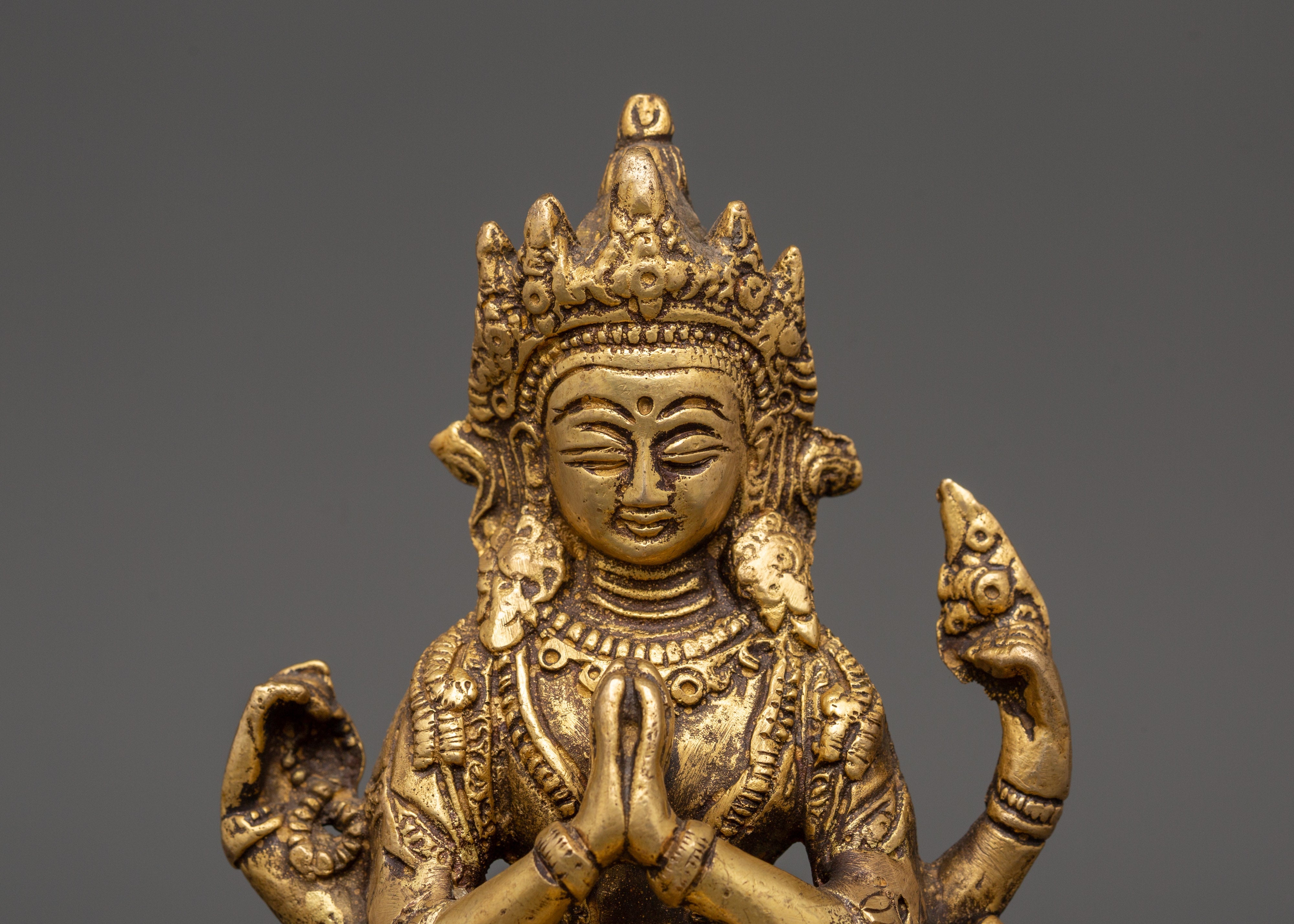 Handcrafted Brass Chenresig Statue | Tibetan Buddha of Compassion