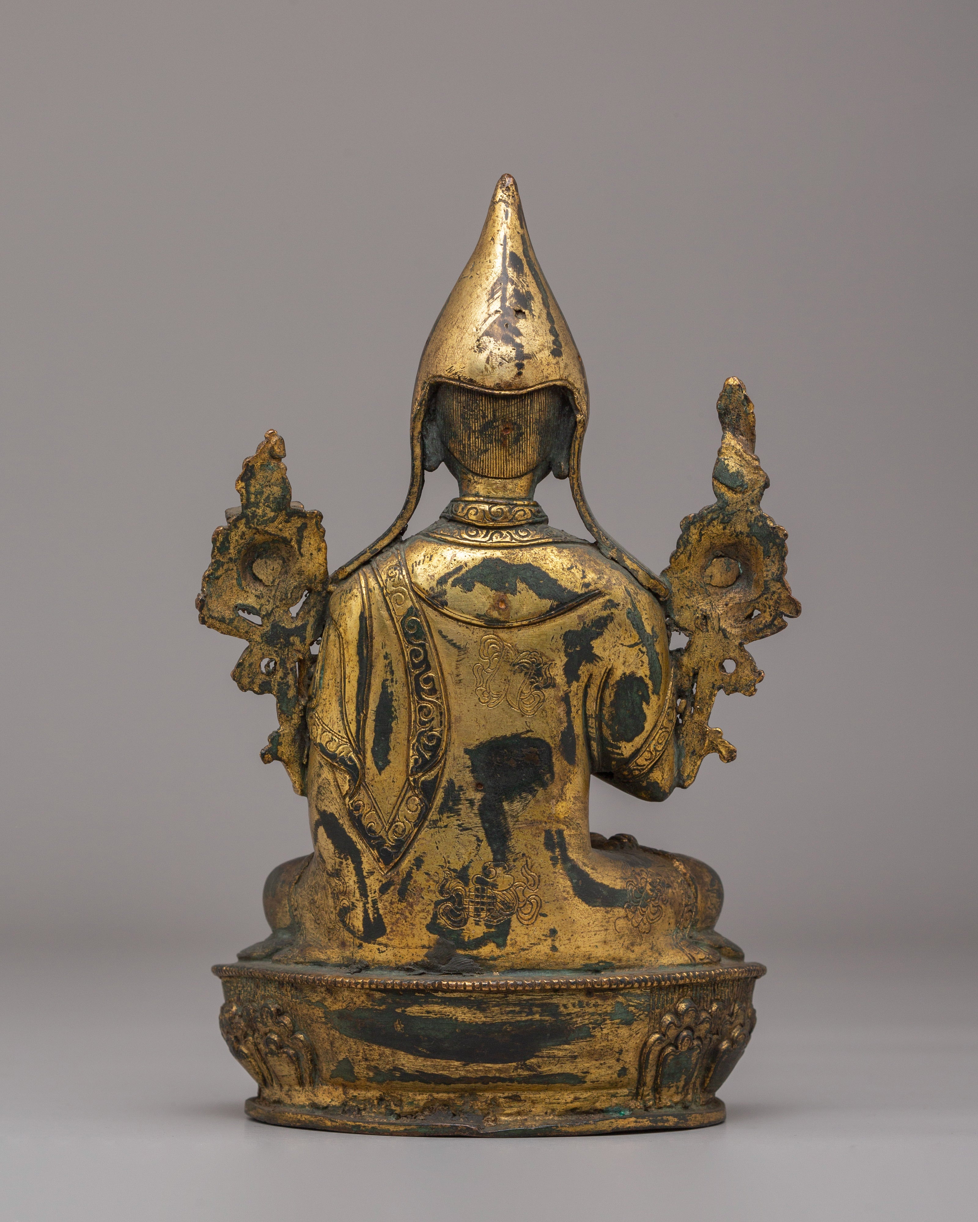 Handcrafted Tsongkhapa Buddhist Statue | Spiritual Tibetan Figurine