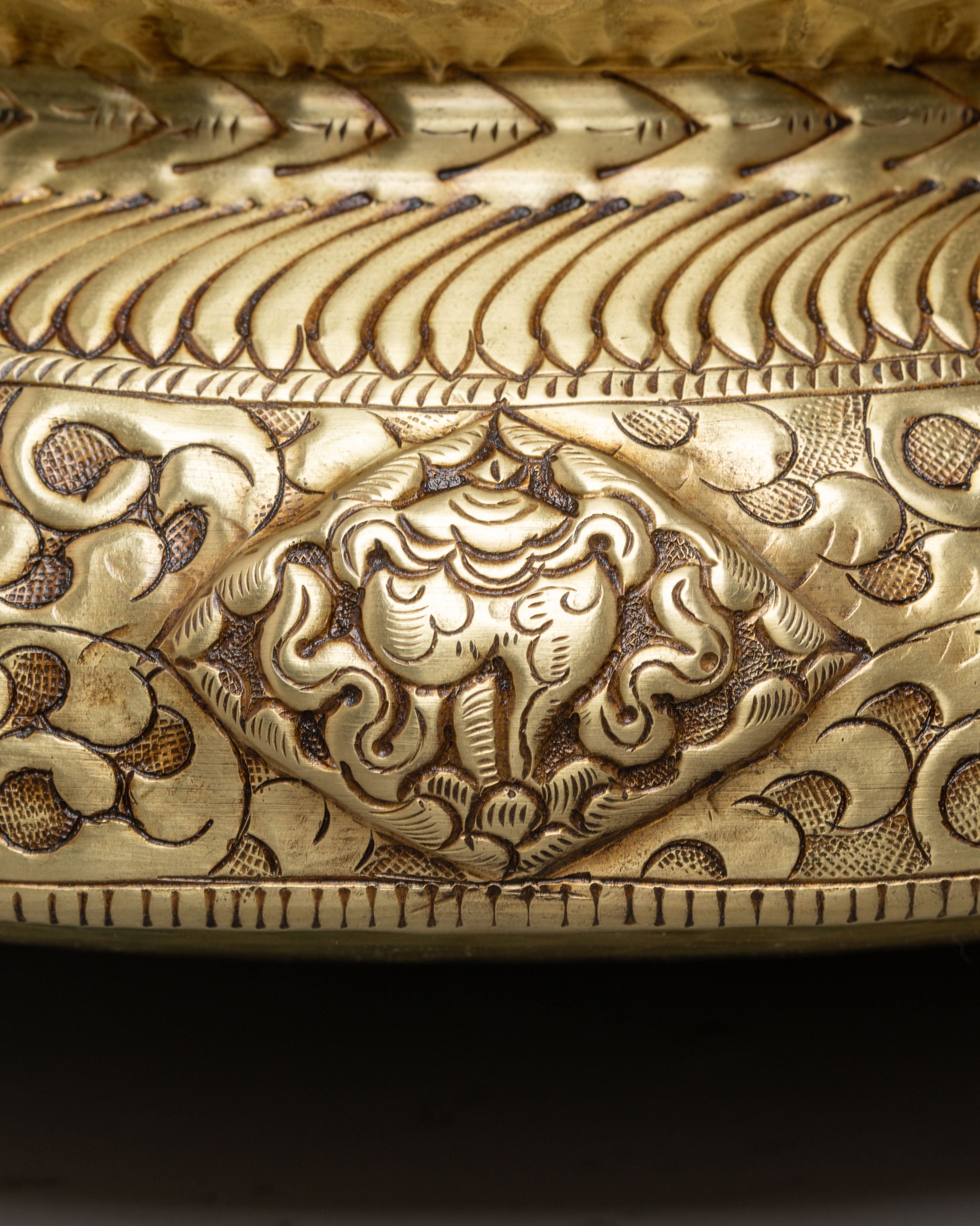 Traditional Decorative Urli Bowl | Auspicious Symbol Carving