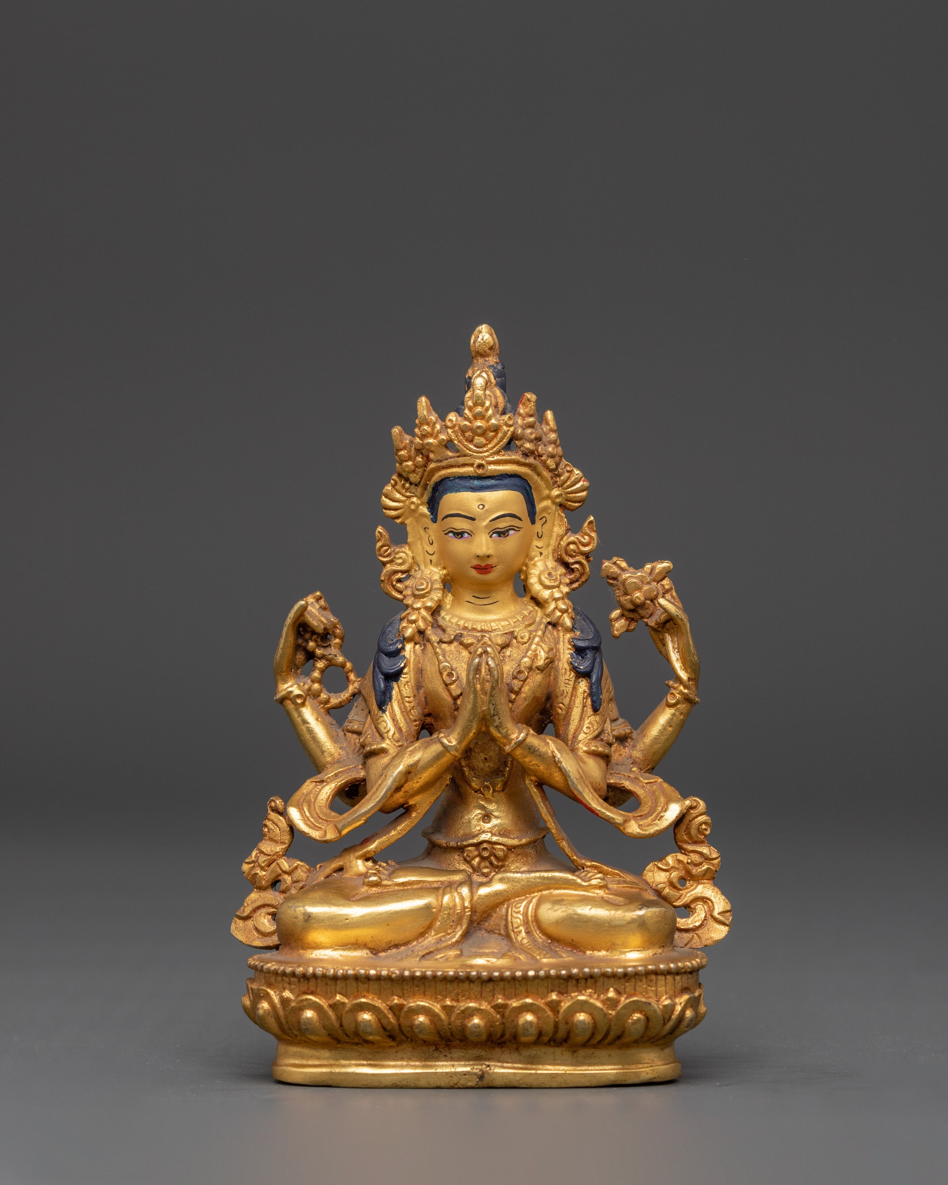 Compassion Lord Four-Armed Chenrezig Statue | Handcrafted Buddhist Sculpture